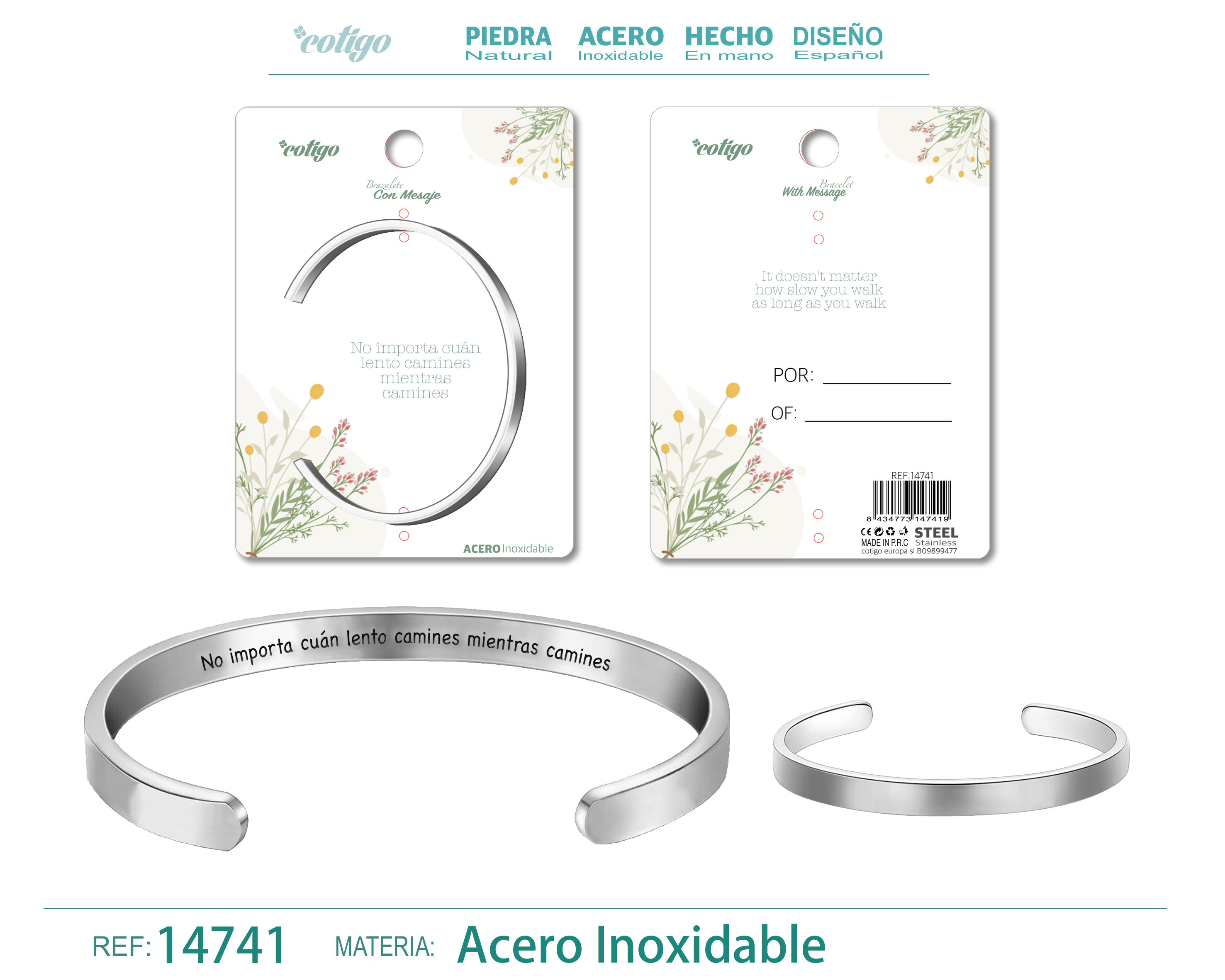 Brazalete Acero con Mensaje