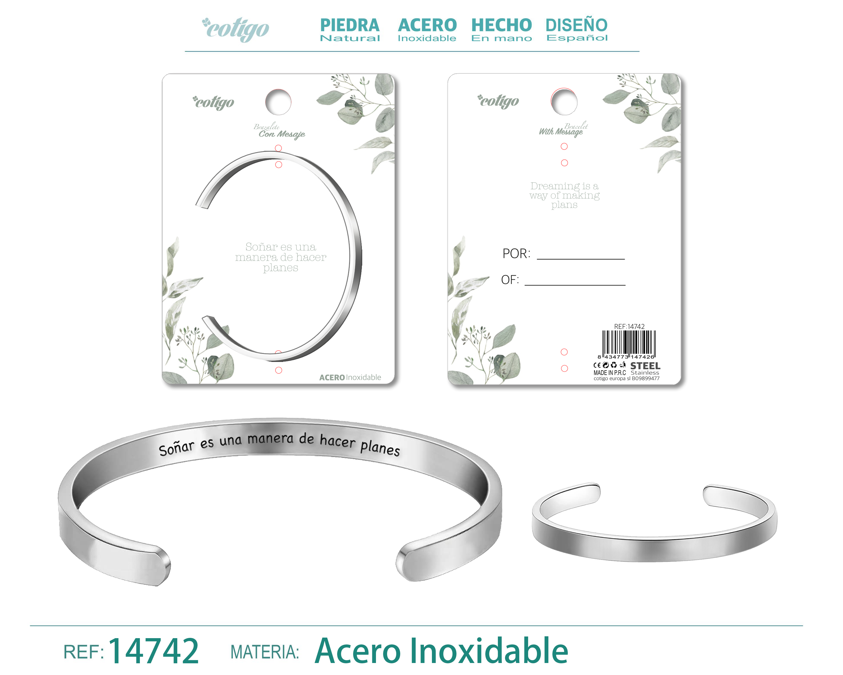 Brazalete Acero con Mensaje