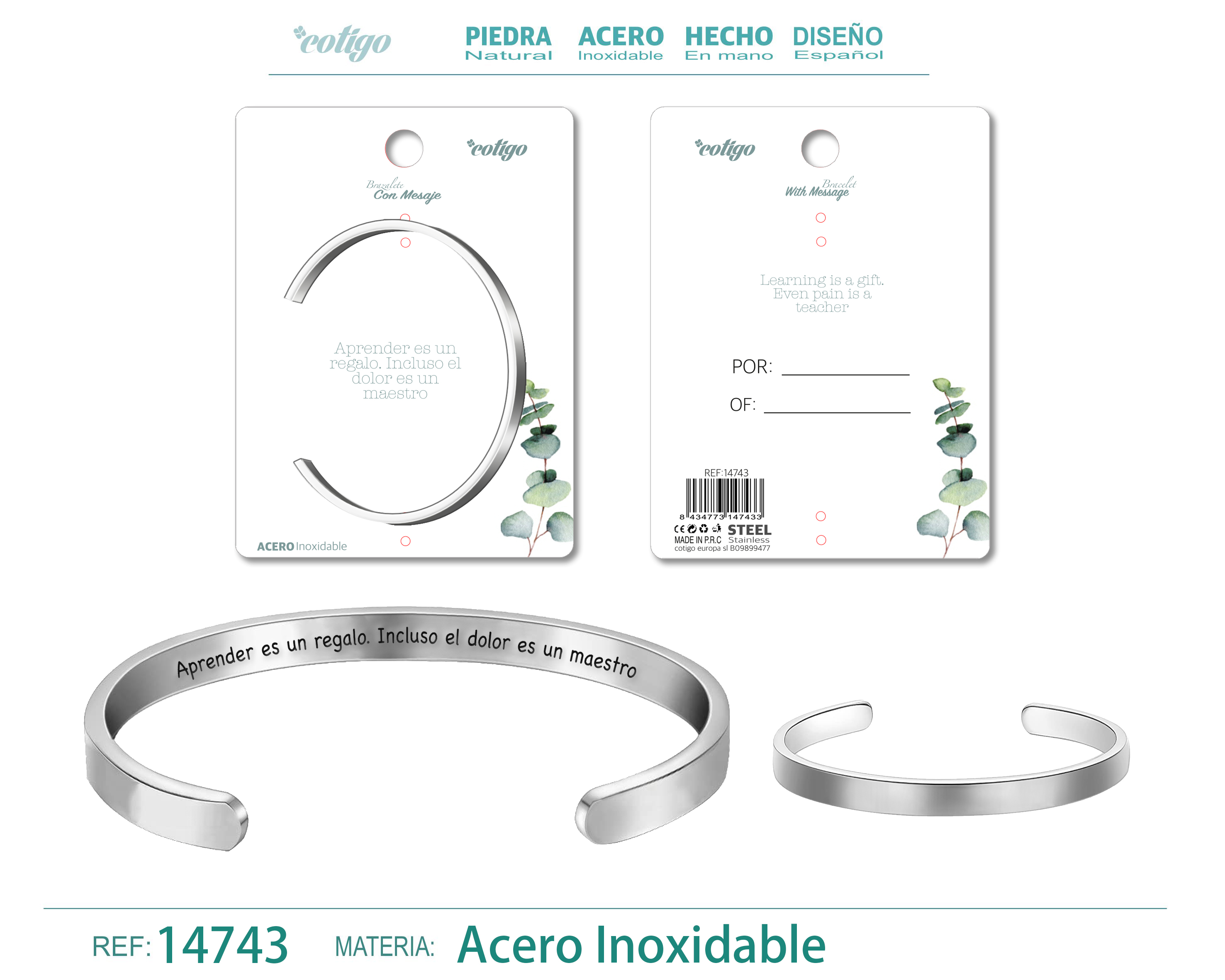 Brazalete Acero con Mensaje