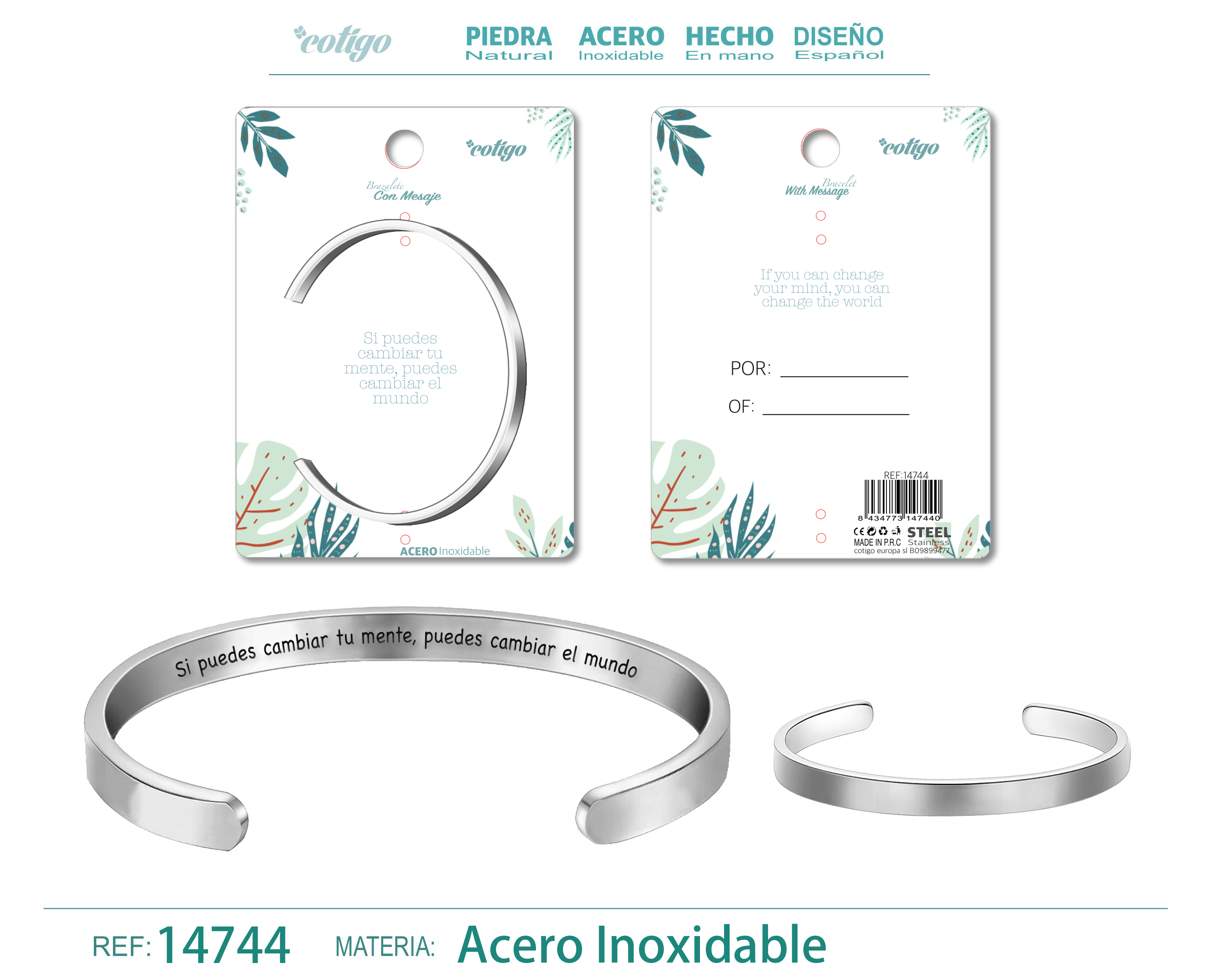 Brazalete Acero con Mensaje