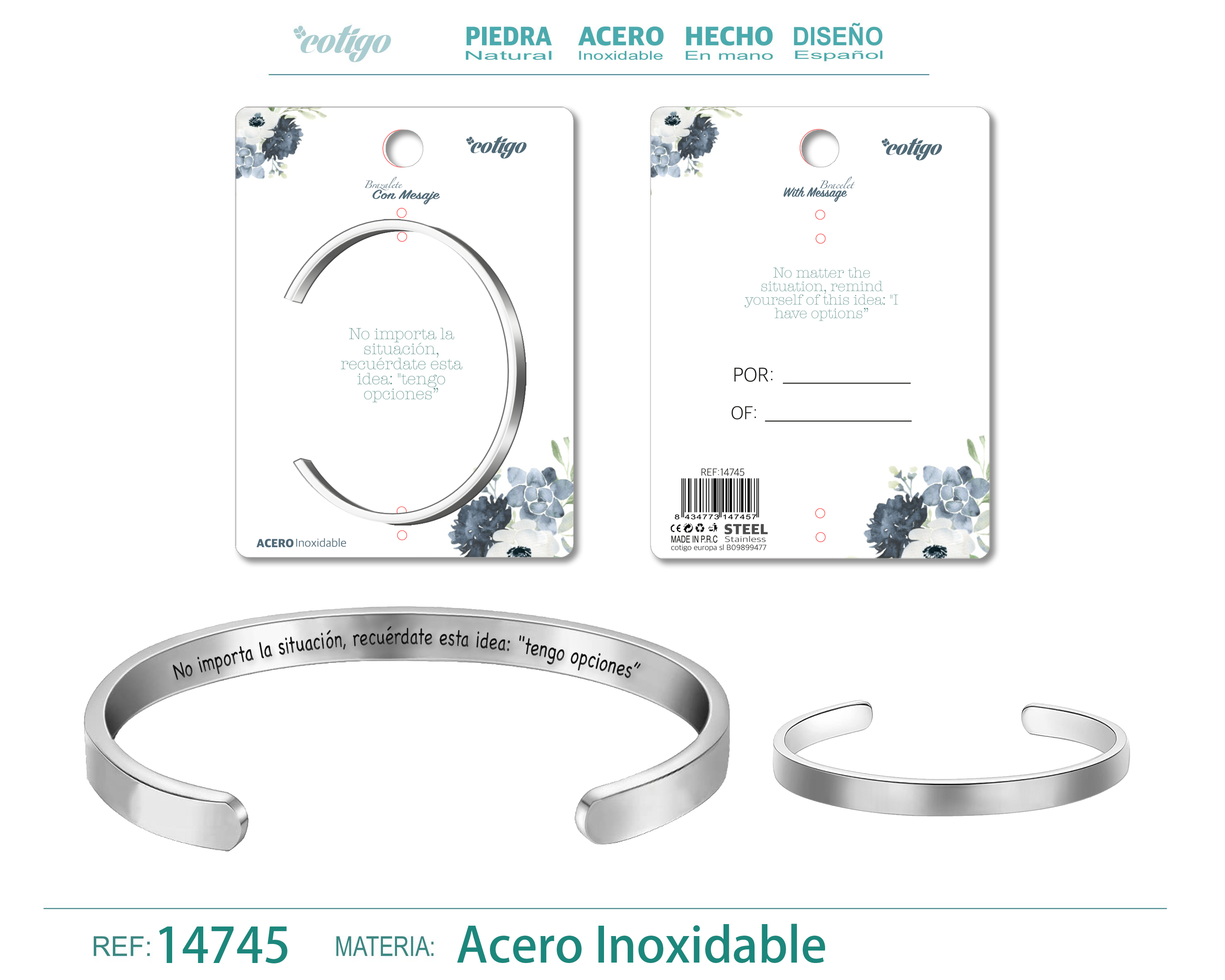 Brazalete Acero con Mensaje