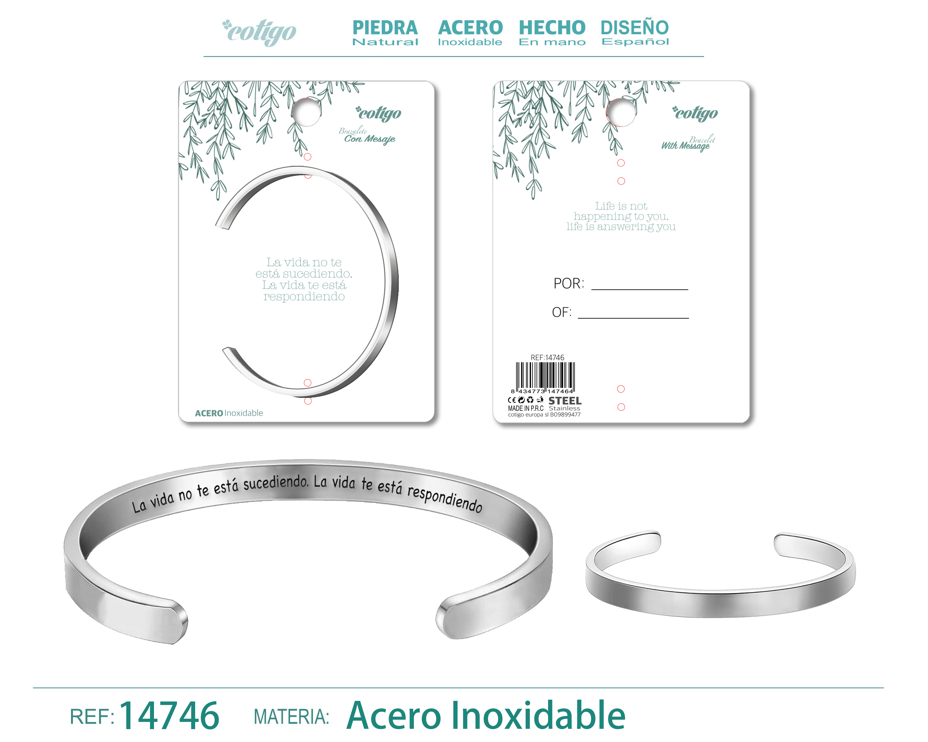 Brazalete Acero con Mensaje