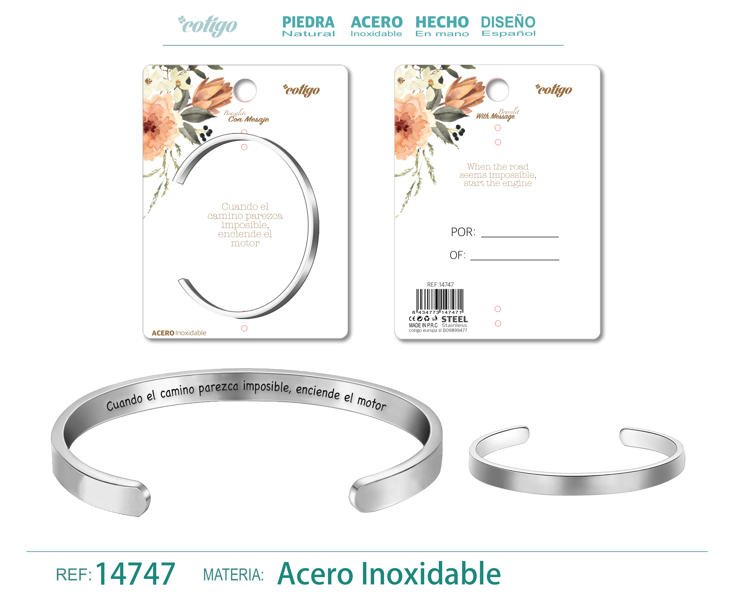 Brazalete Acero con Mensaje