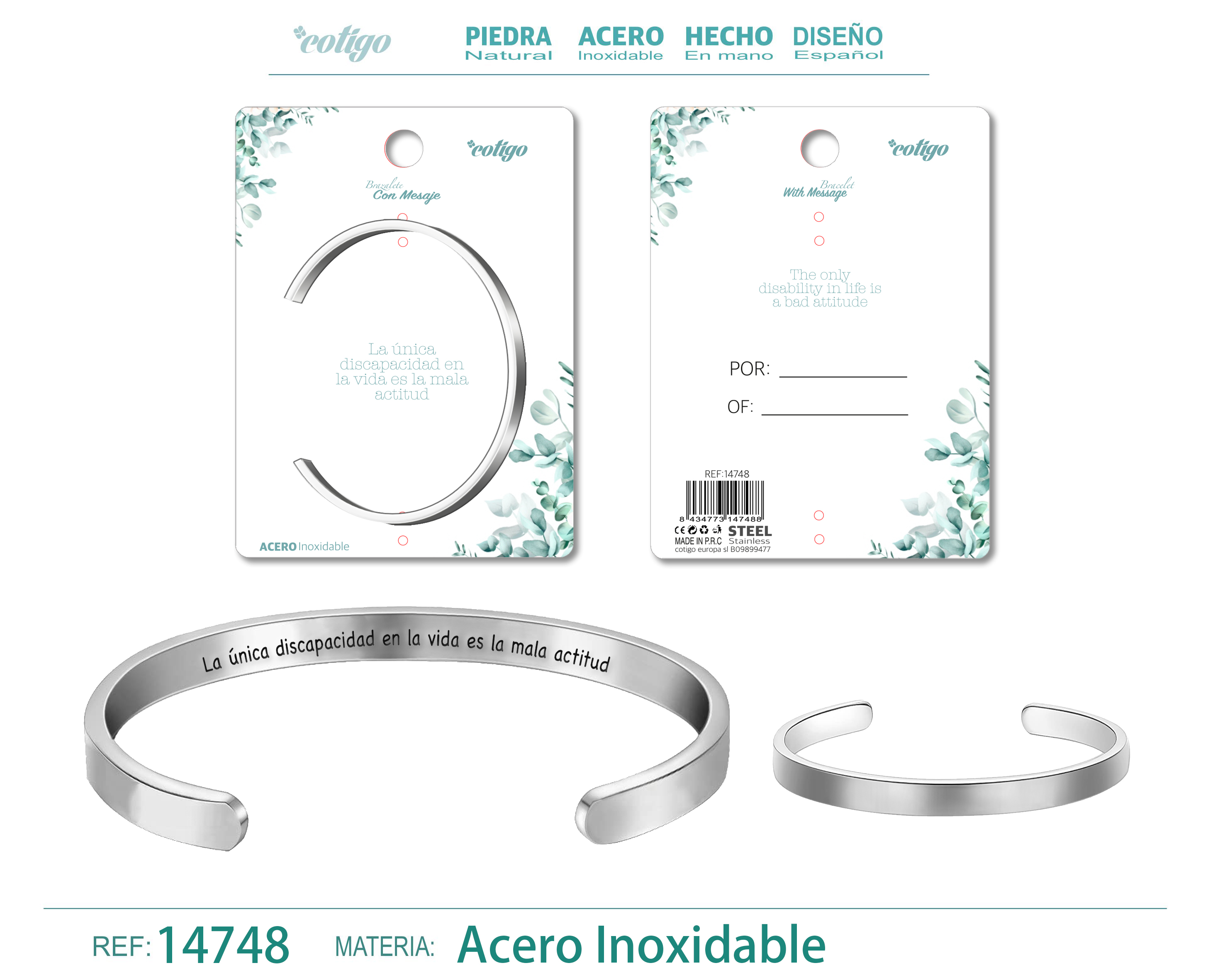 Brazalete Acero con Mensaje