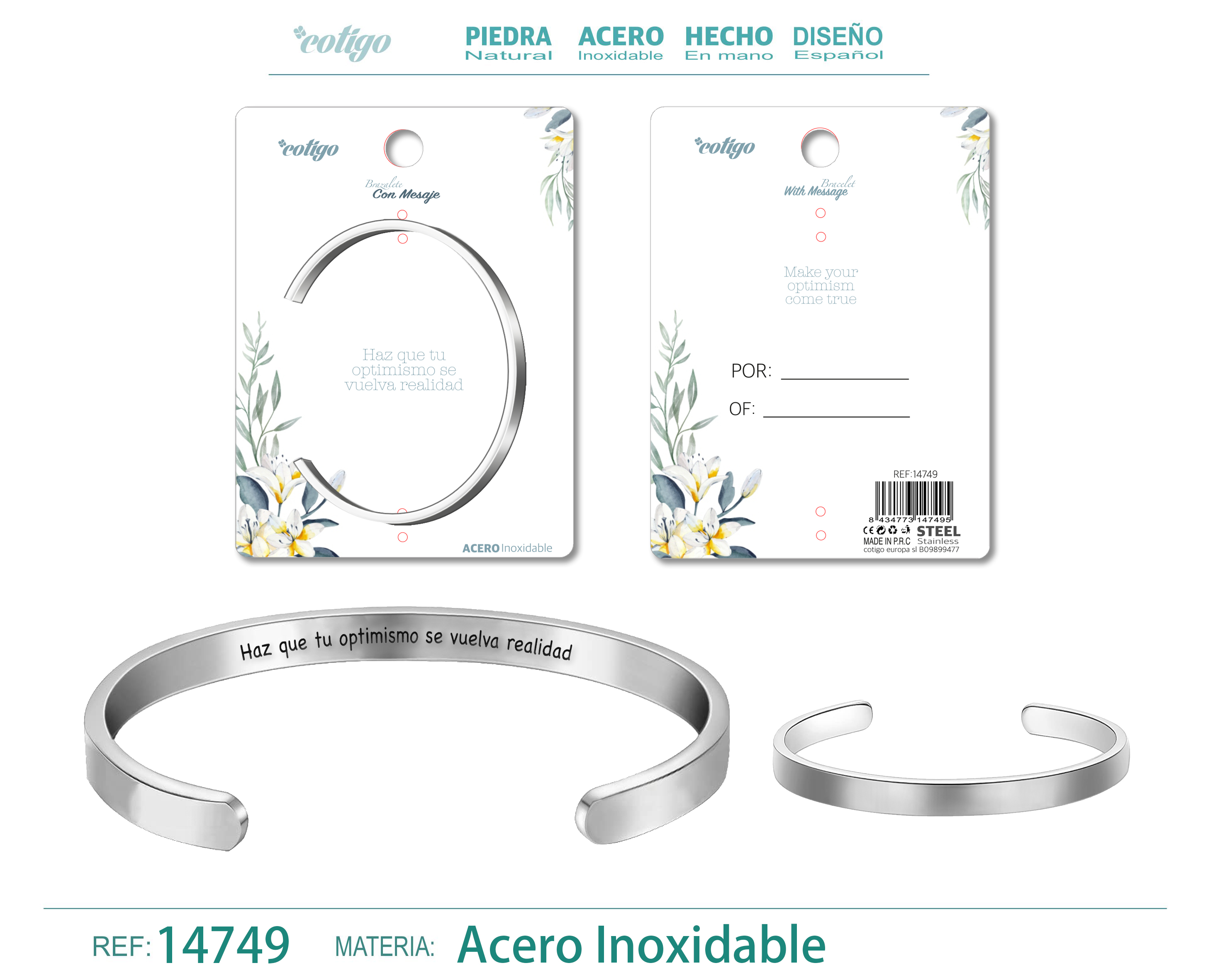Brazalete Acero con Mensaje