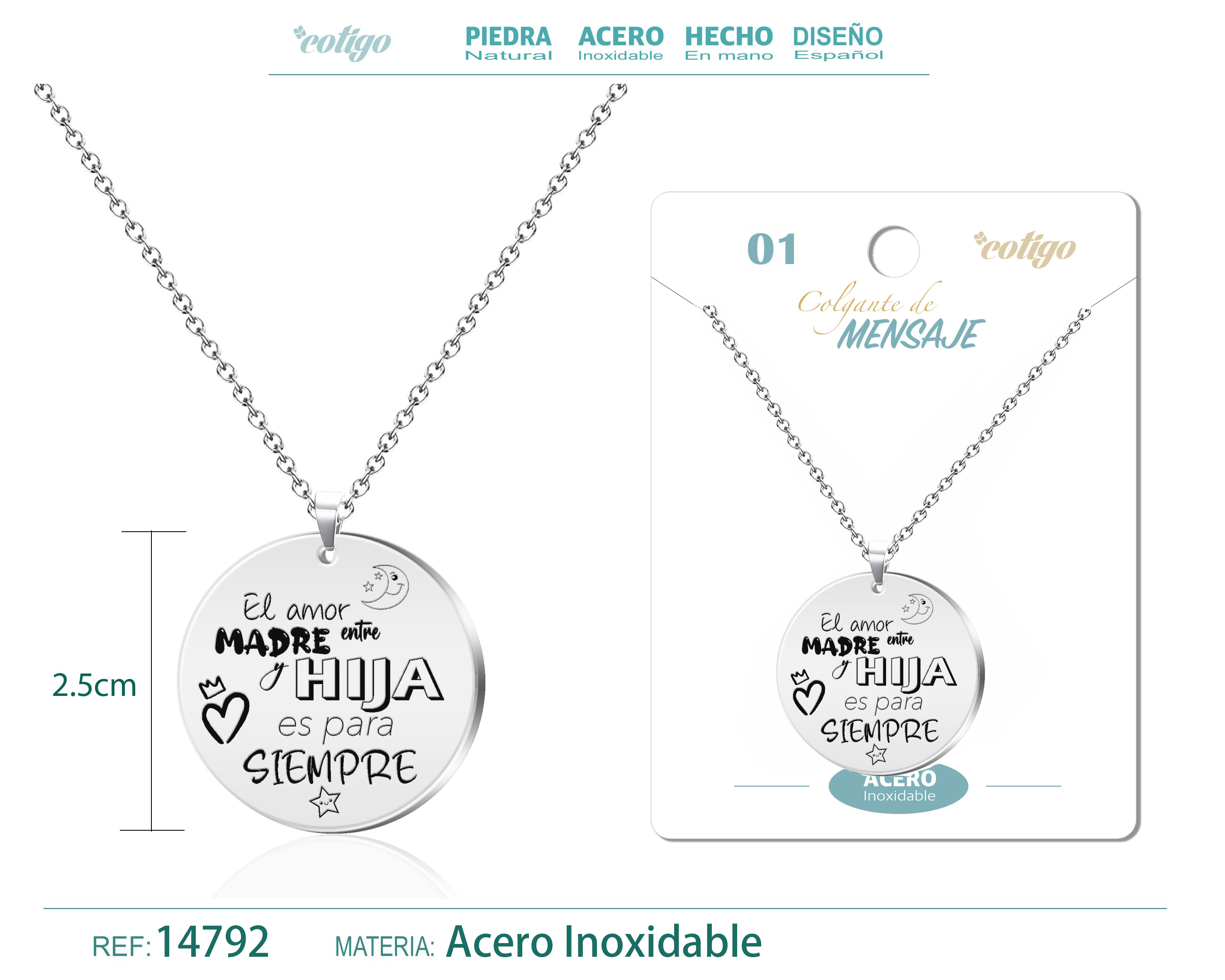Colgante con Mensaje Acero Inoxidable
