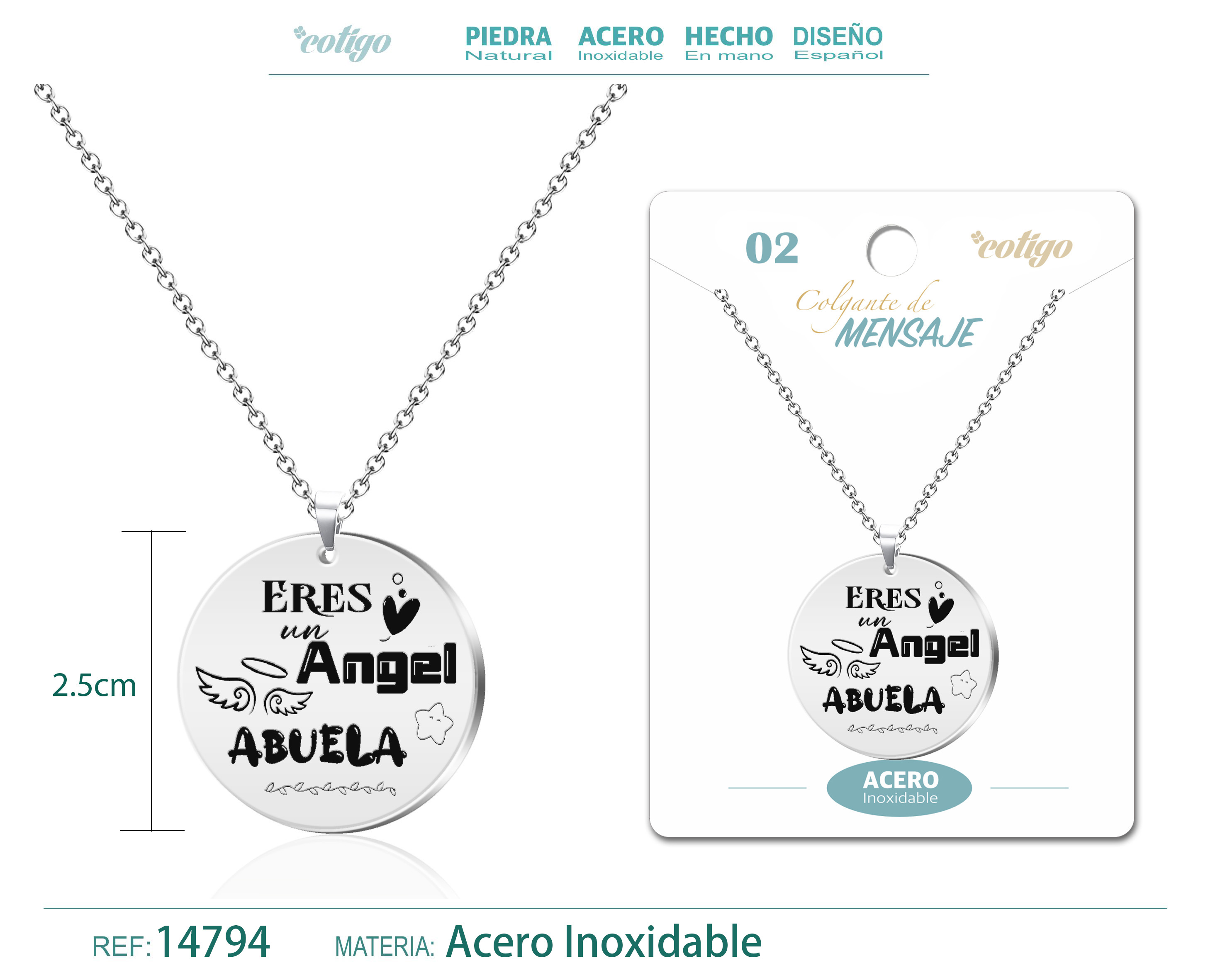 Colgante con Mensaje Acero Inoxidable