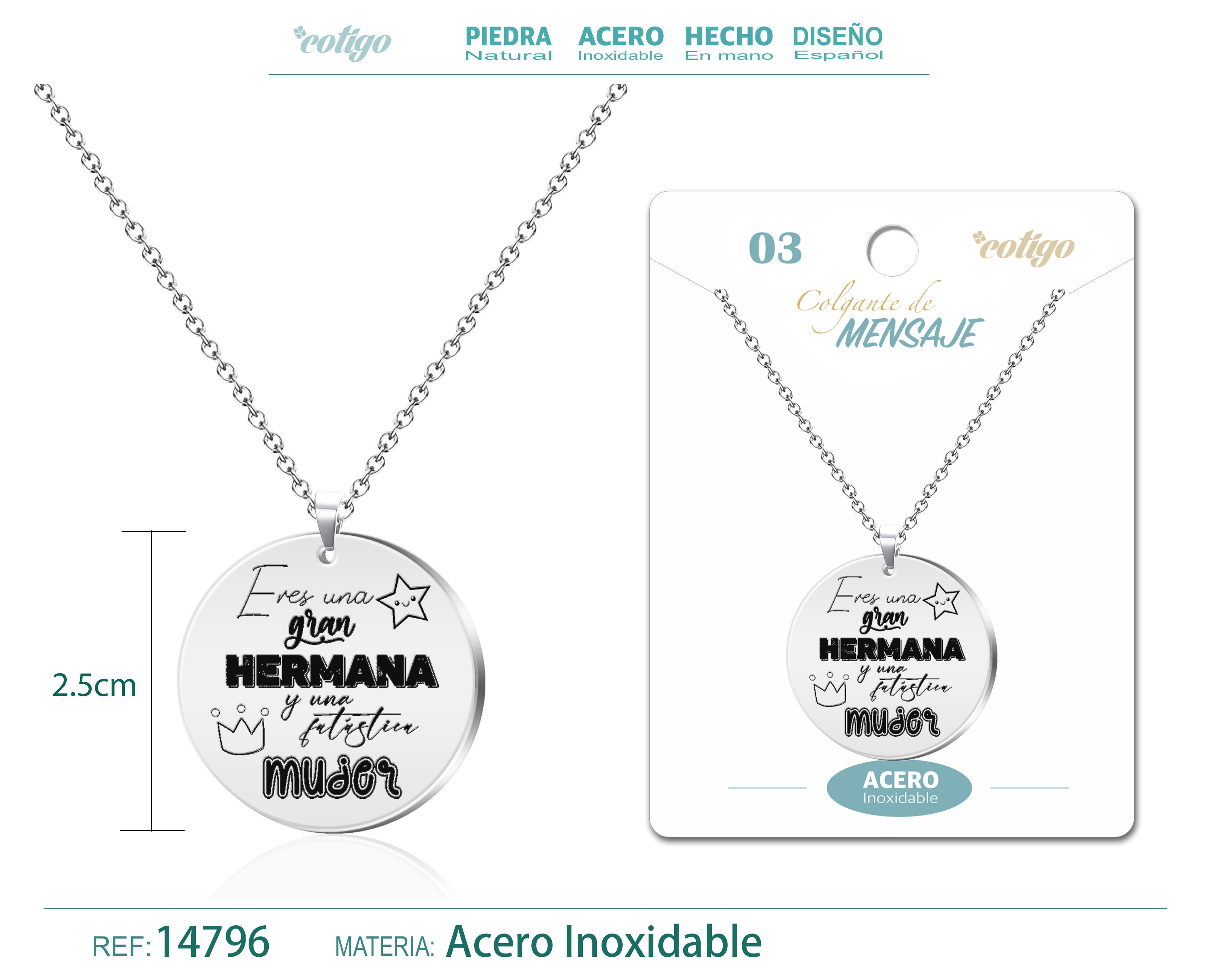 Colgante con Mensaje Acero Inoxidable
