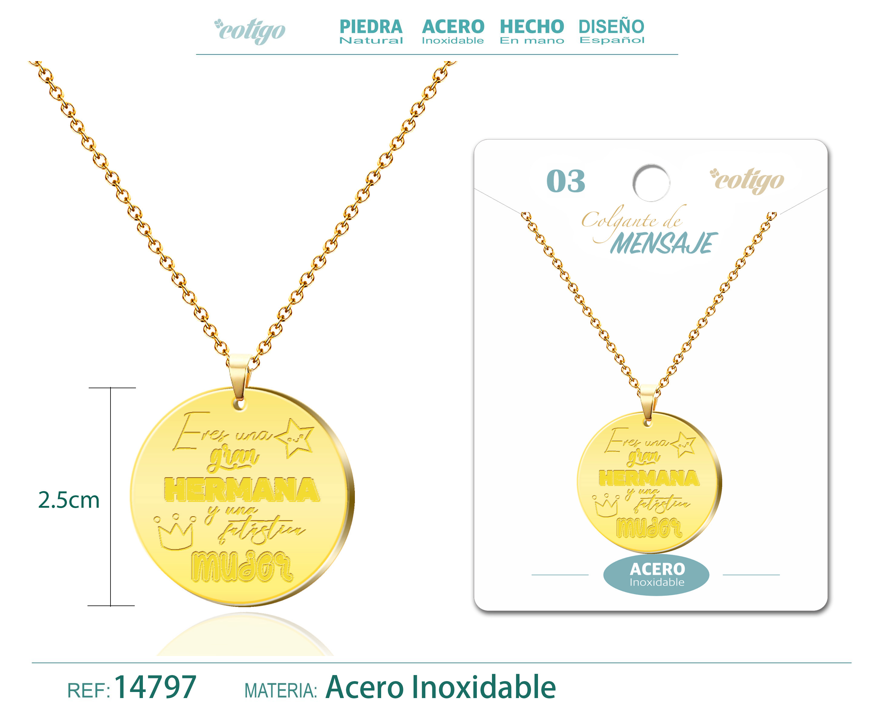 Colgante con Mensaje Acero Inoxidable