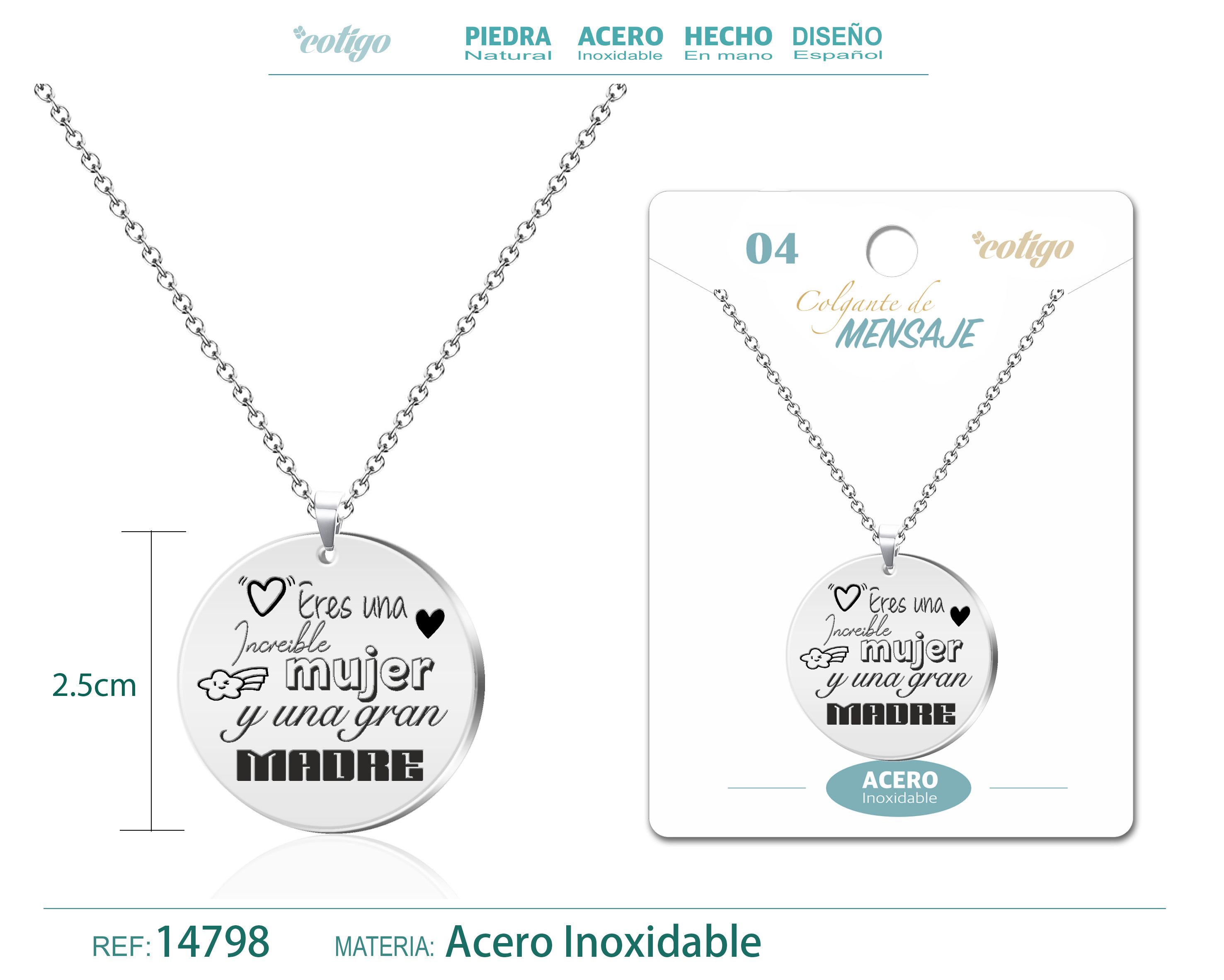 Colgante con Mensaje Acero Inoxidable