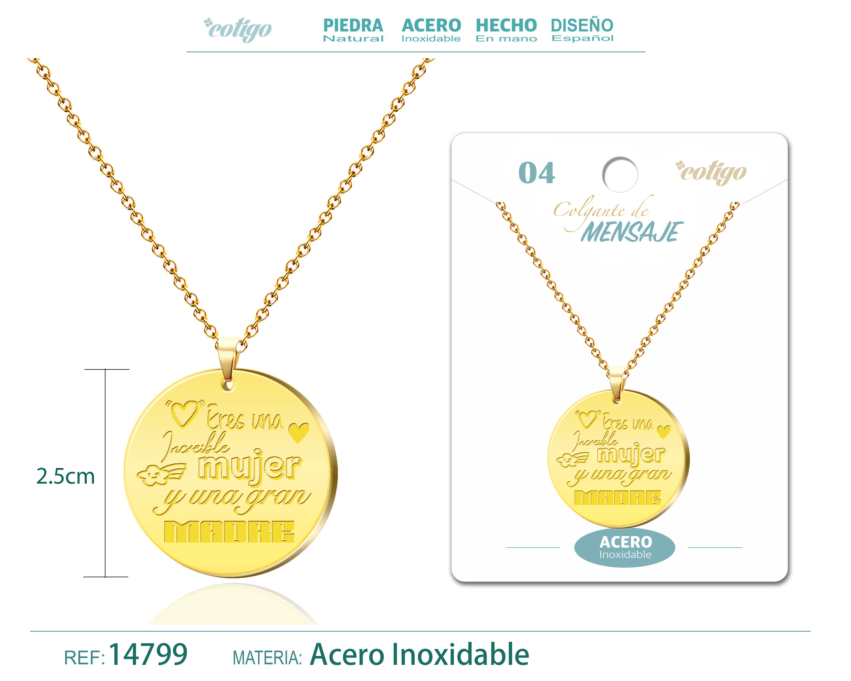 Colgante con Mensaje Acero Inoxidable