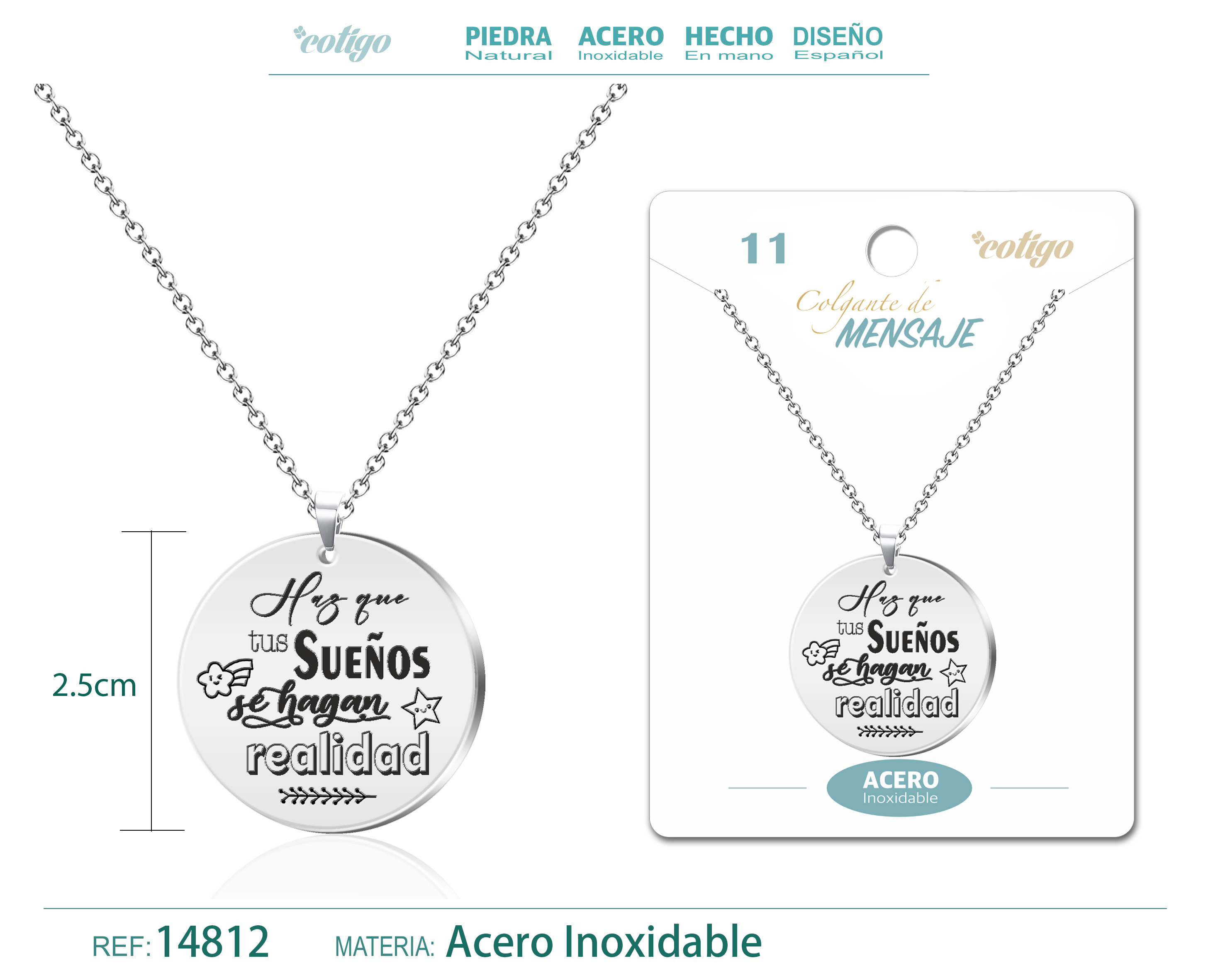 Colgante con Mensaje Acero Inoxidable