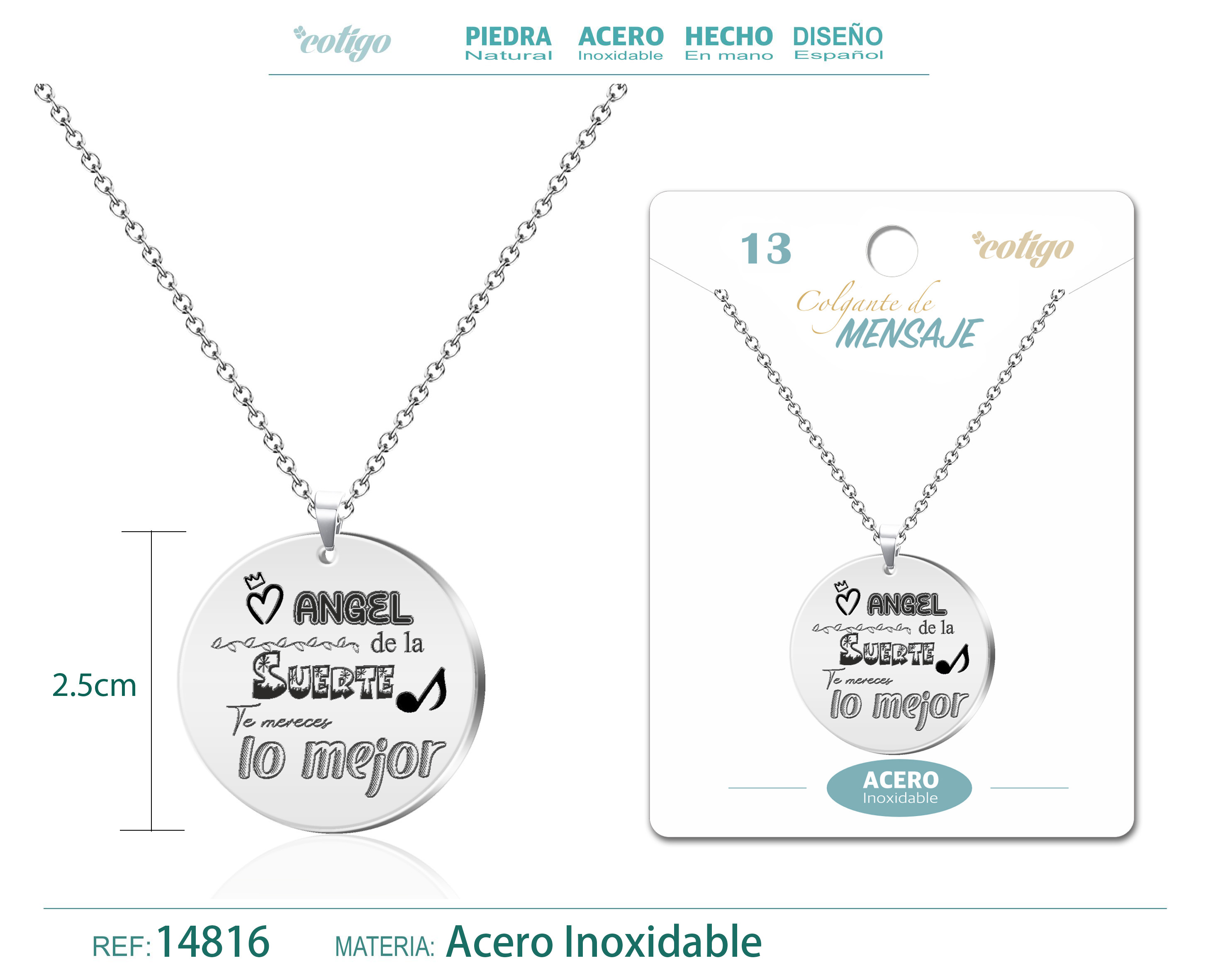 Colgante con Mensaje Acero Inoxidable