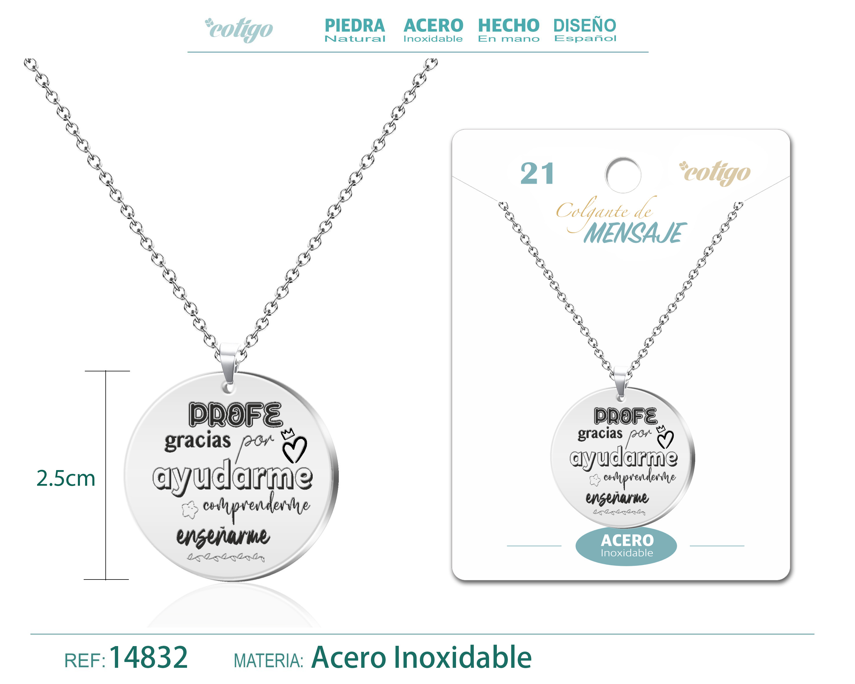 Colgante con Mensaje Acero Inoxidable