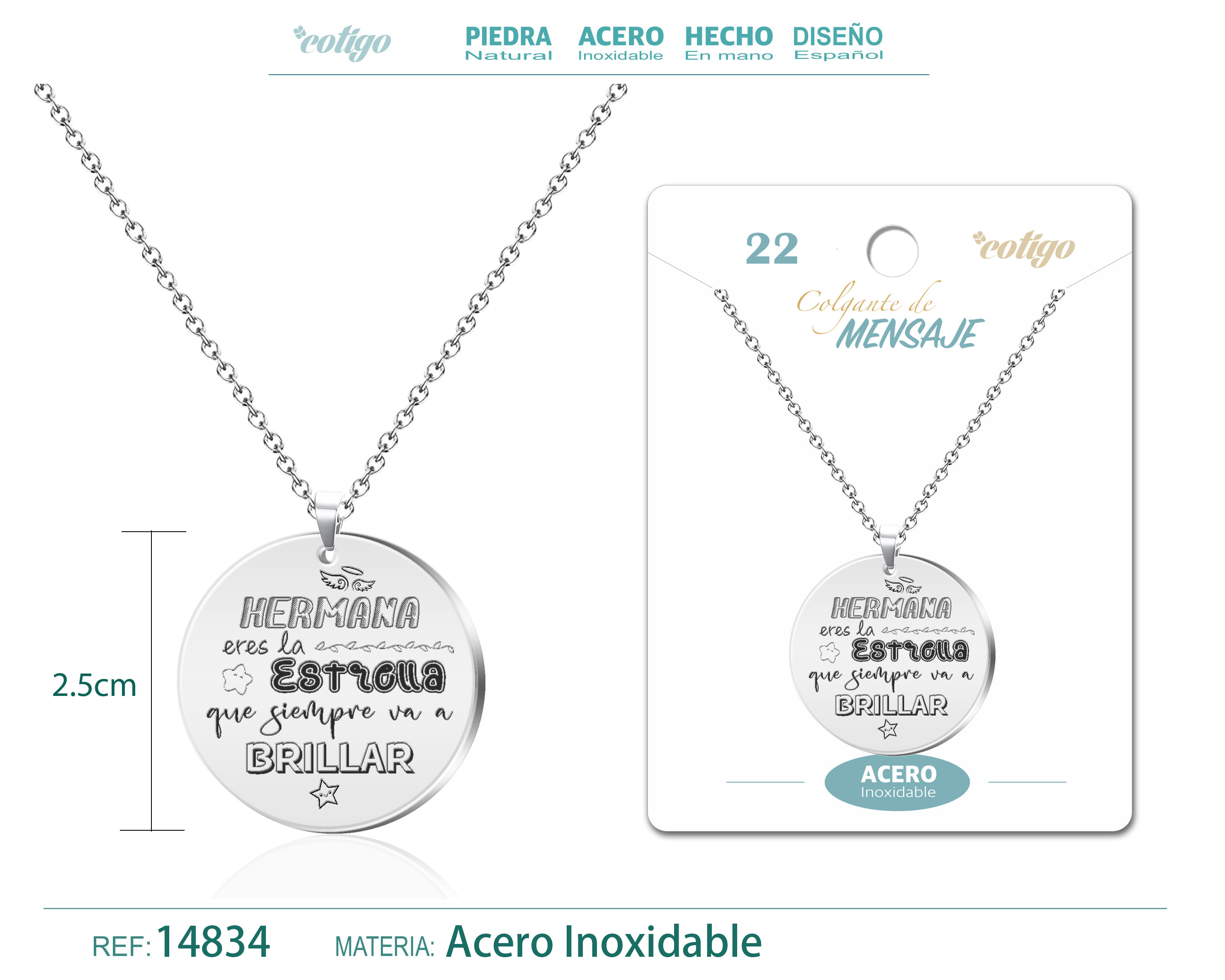 Colgante con Mensaje Acero Inoxidable