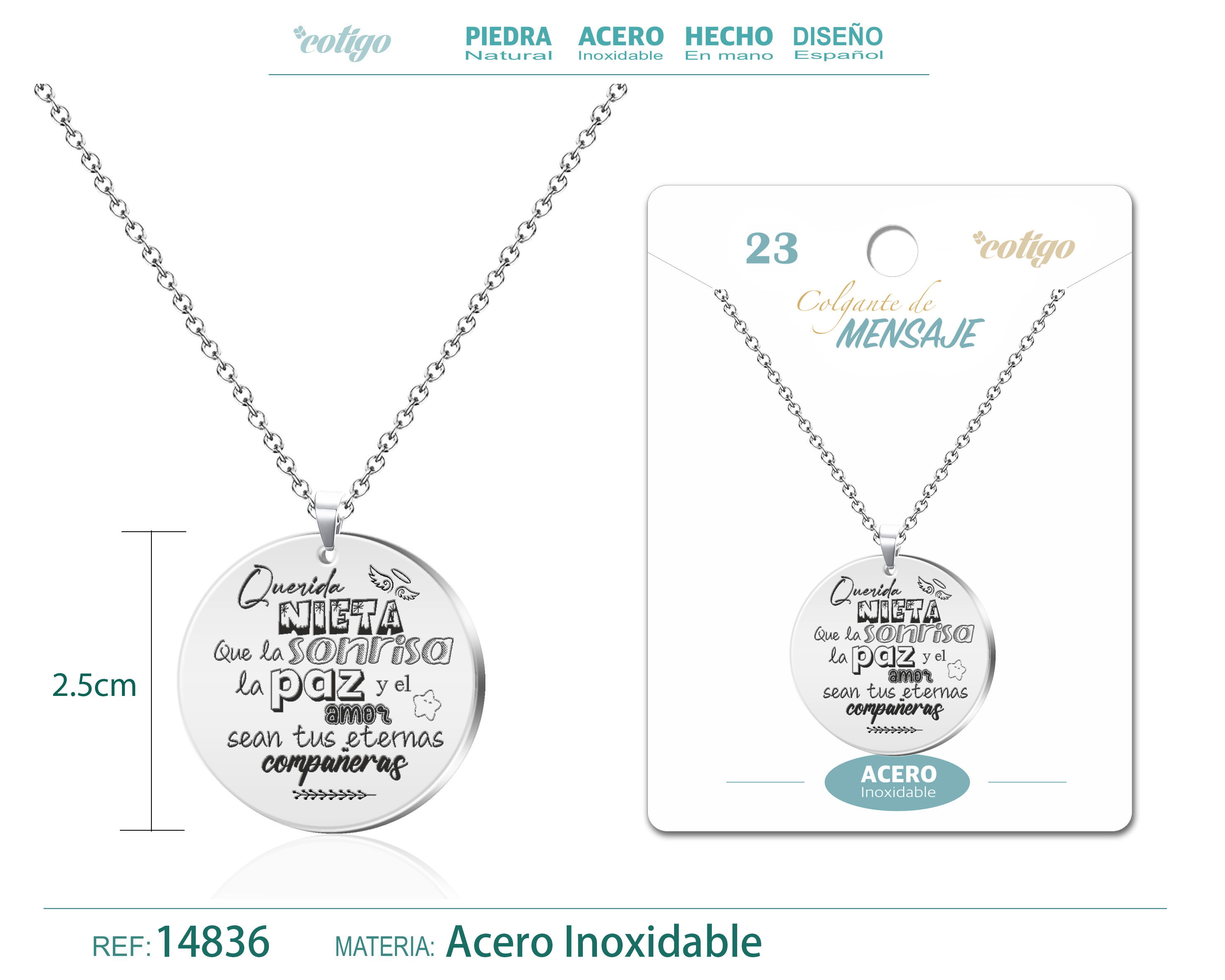 Colgante con Mensaje Acero Inoxidable
