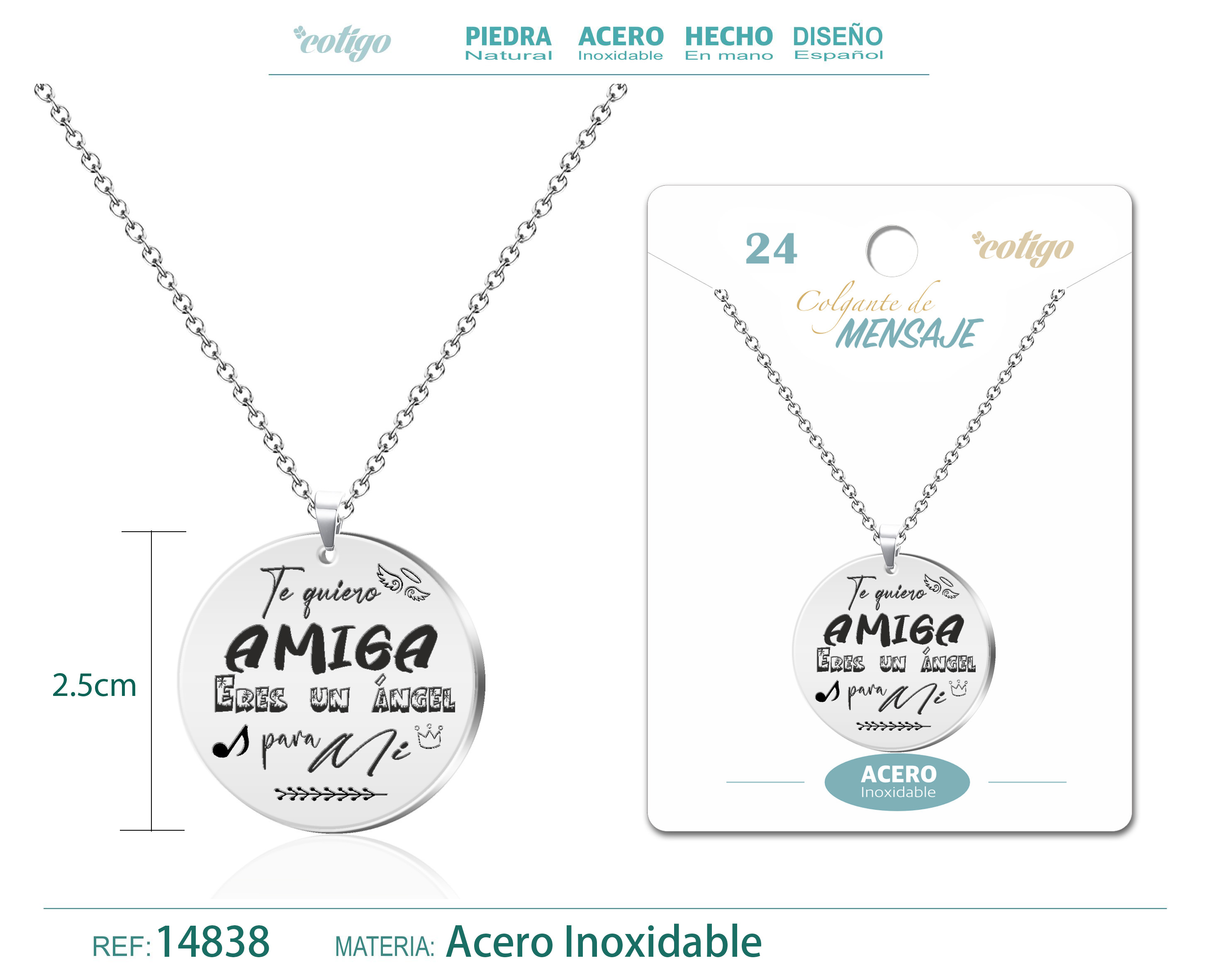 Colgante con Mensaje Acero Inoxidable