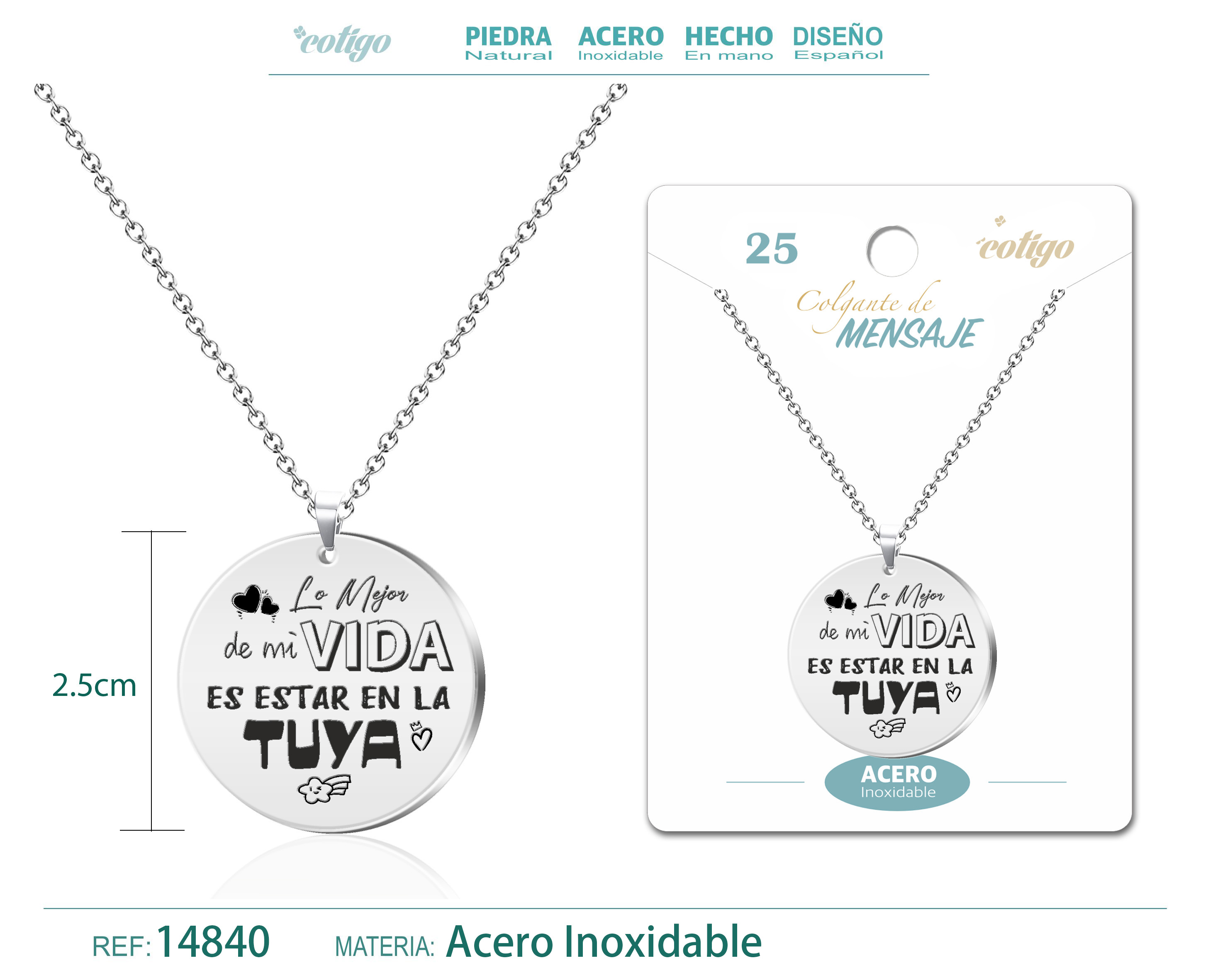 Colgante con Mensaje Acero Inoxidable