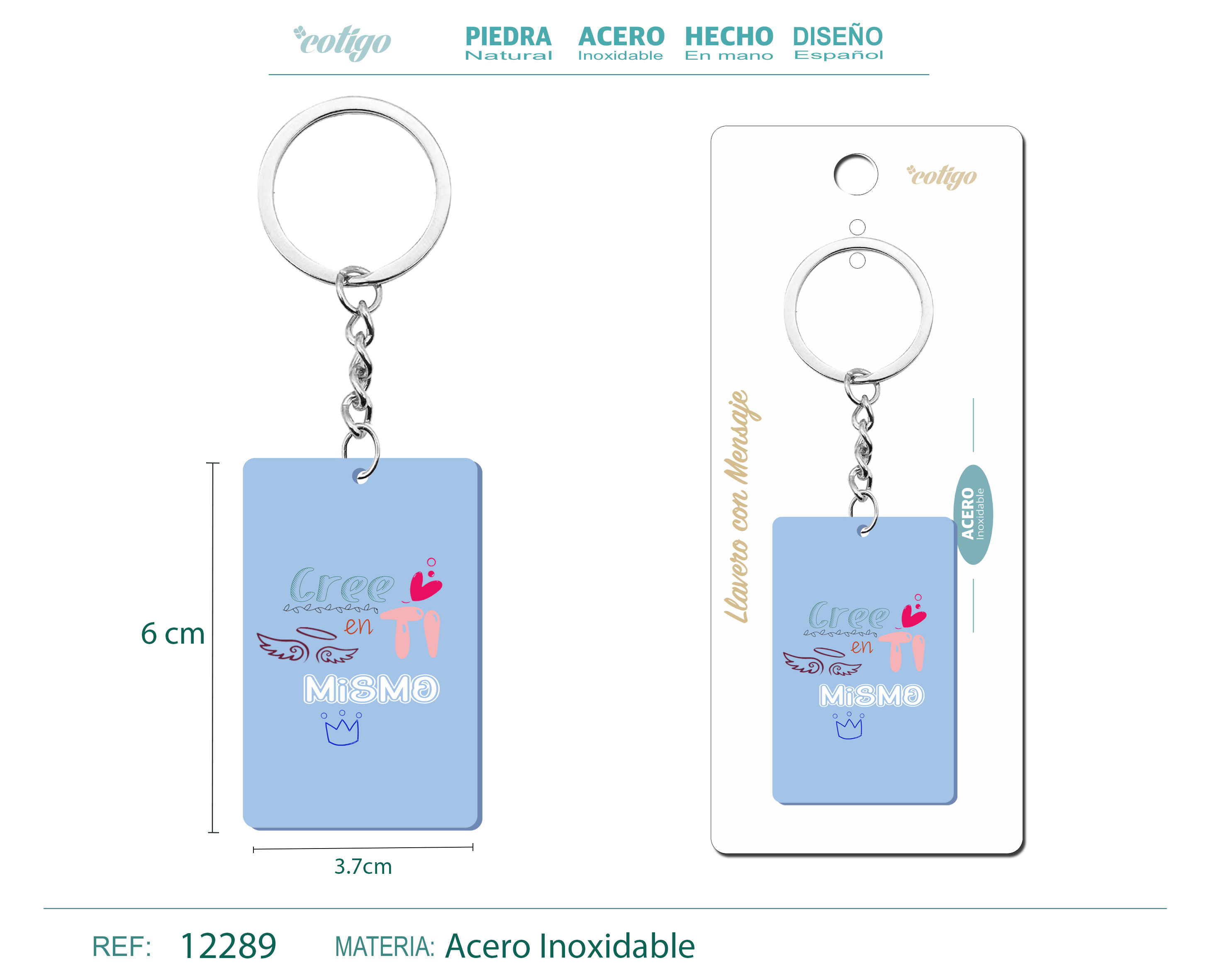 Llavero Mensaje colores Con Accesorio Acero