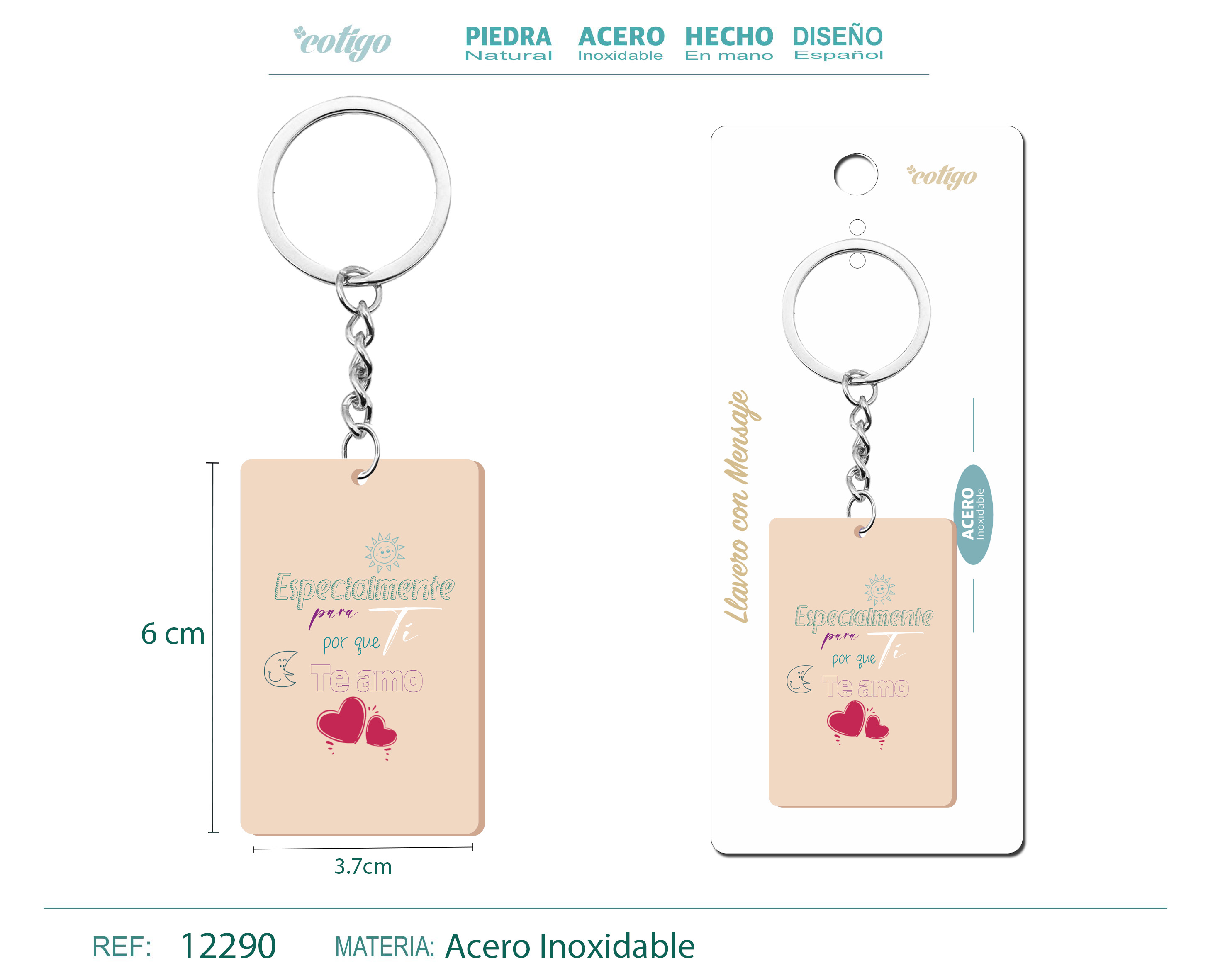 Llavero Mensaje colores Con Accesorio Acero