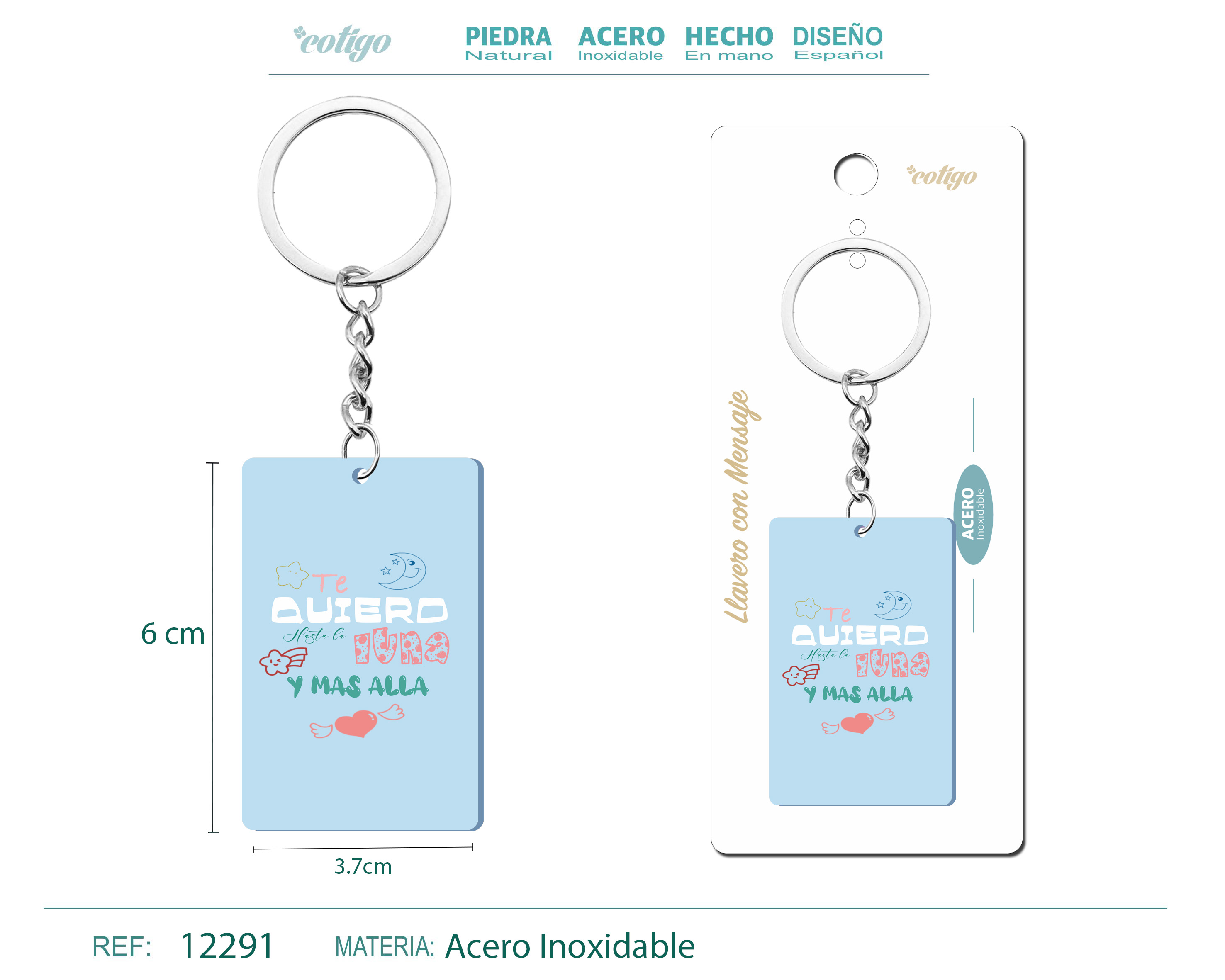 Llavero Mensaje colores Con Accesorio Acero