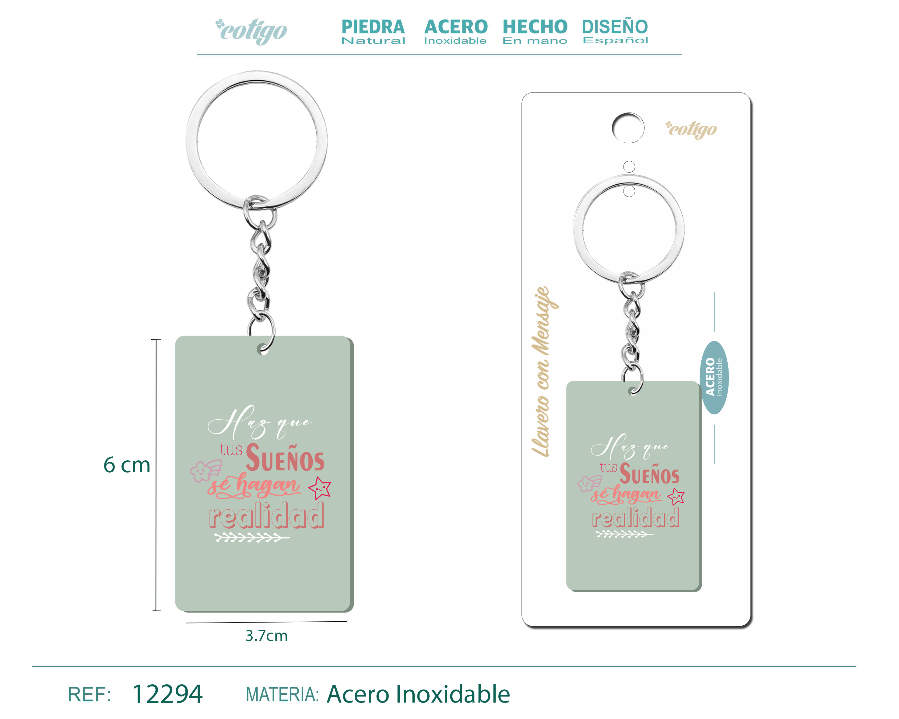 Llavero Mensaje colores Con Accesorio Acero
