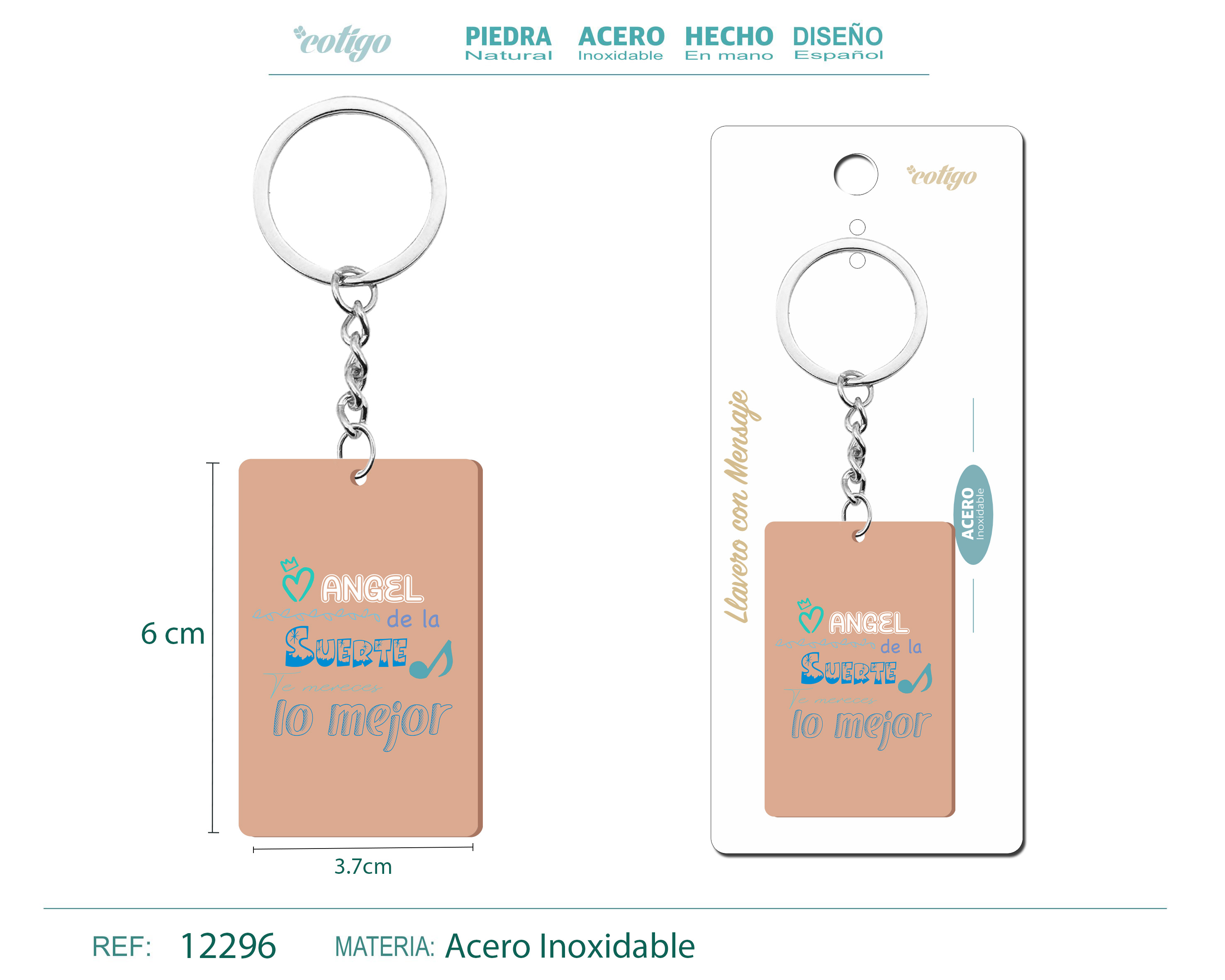 Llavero Mensaje colores Con Accesorio Acero