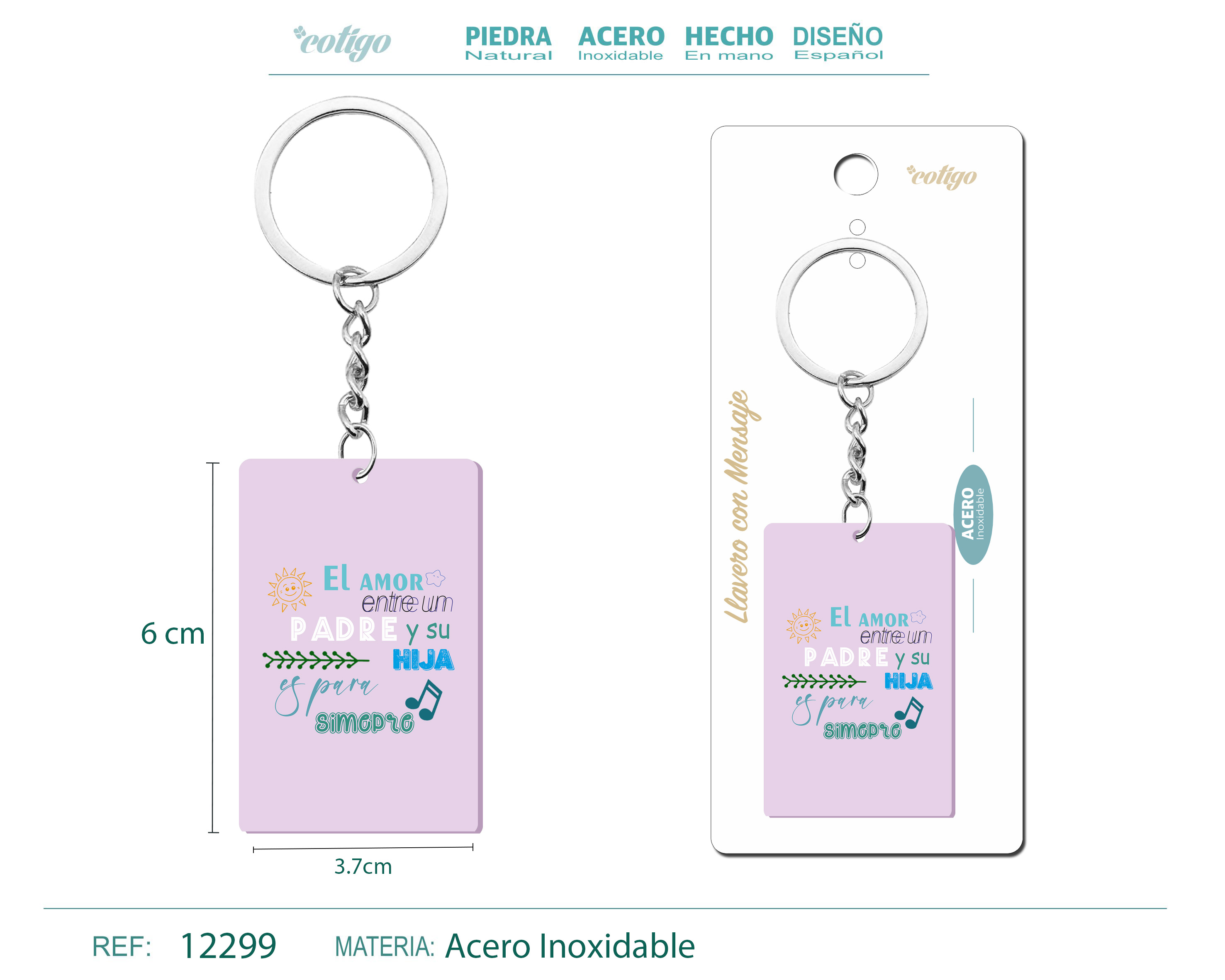 Llavero Mensaje colores Con Accesorio Acero