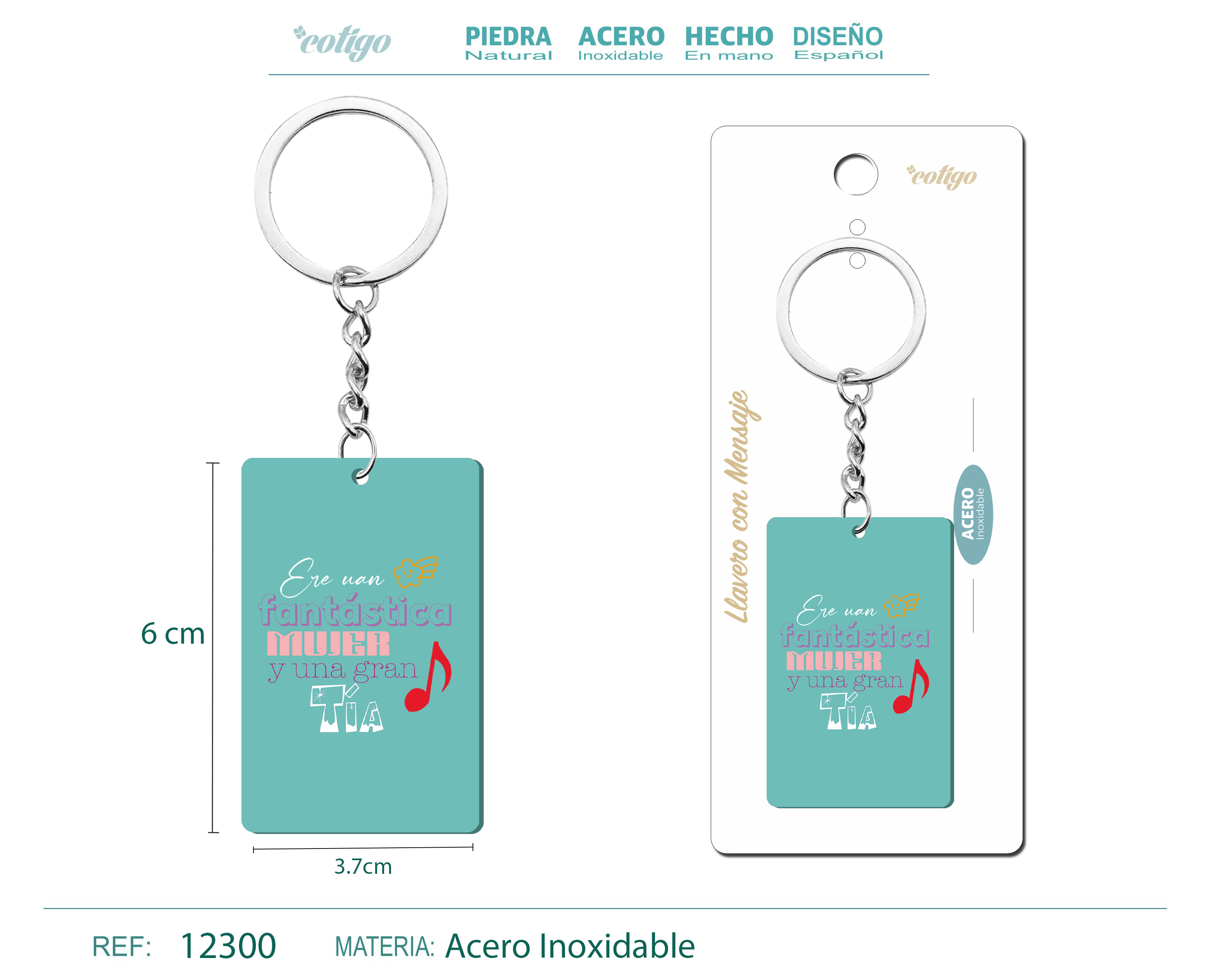 Llavero Mensaje colores Con Accesorio Acero