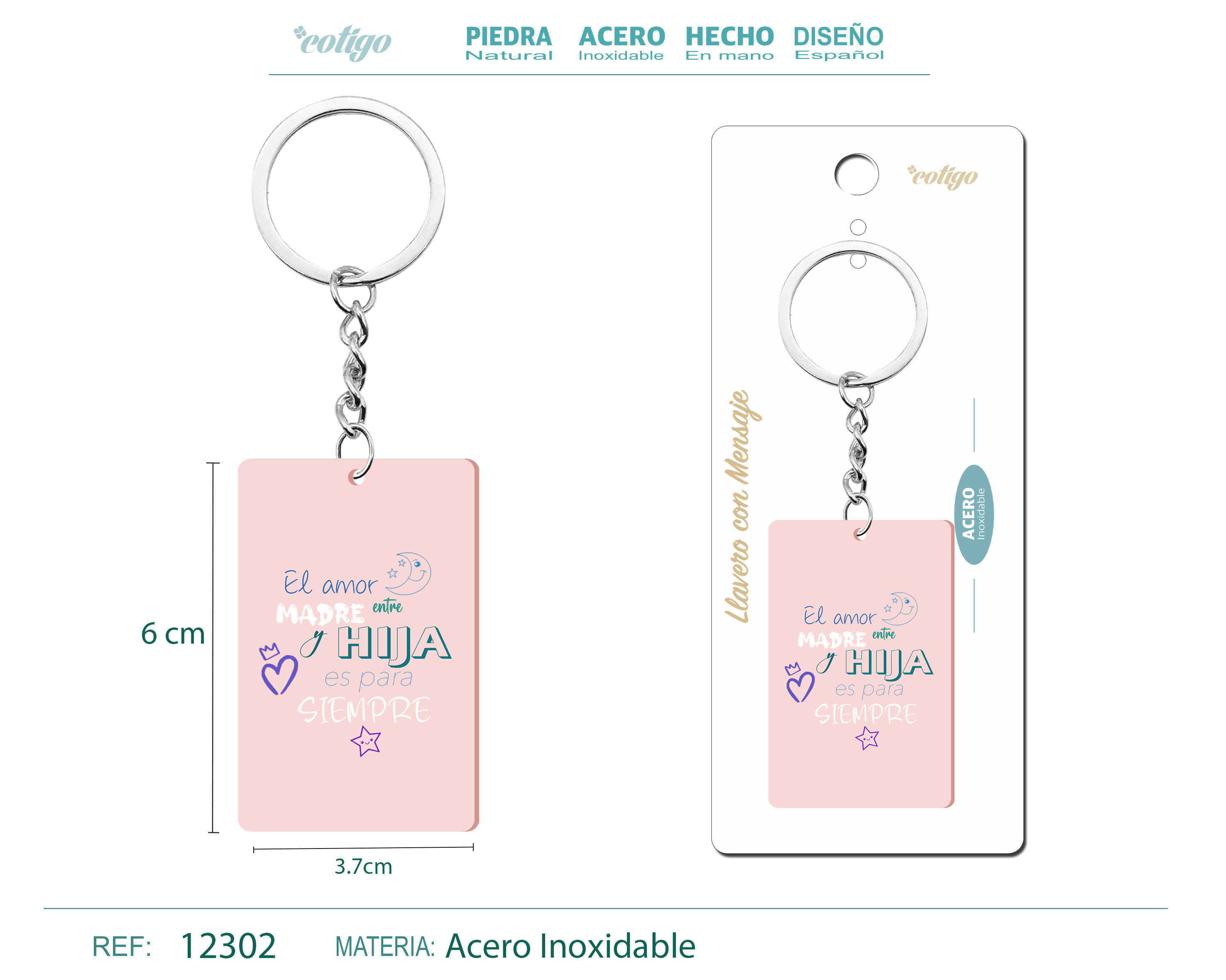 Llavero Mensaje colores Con Accesorio Acero