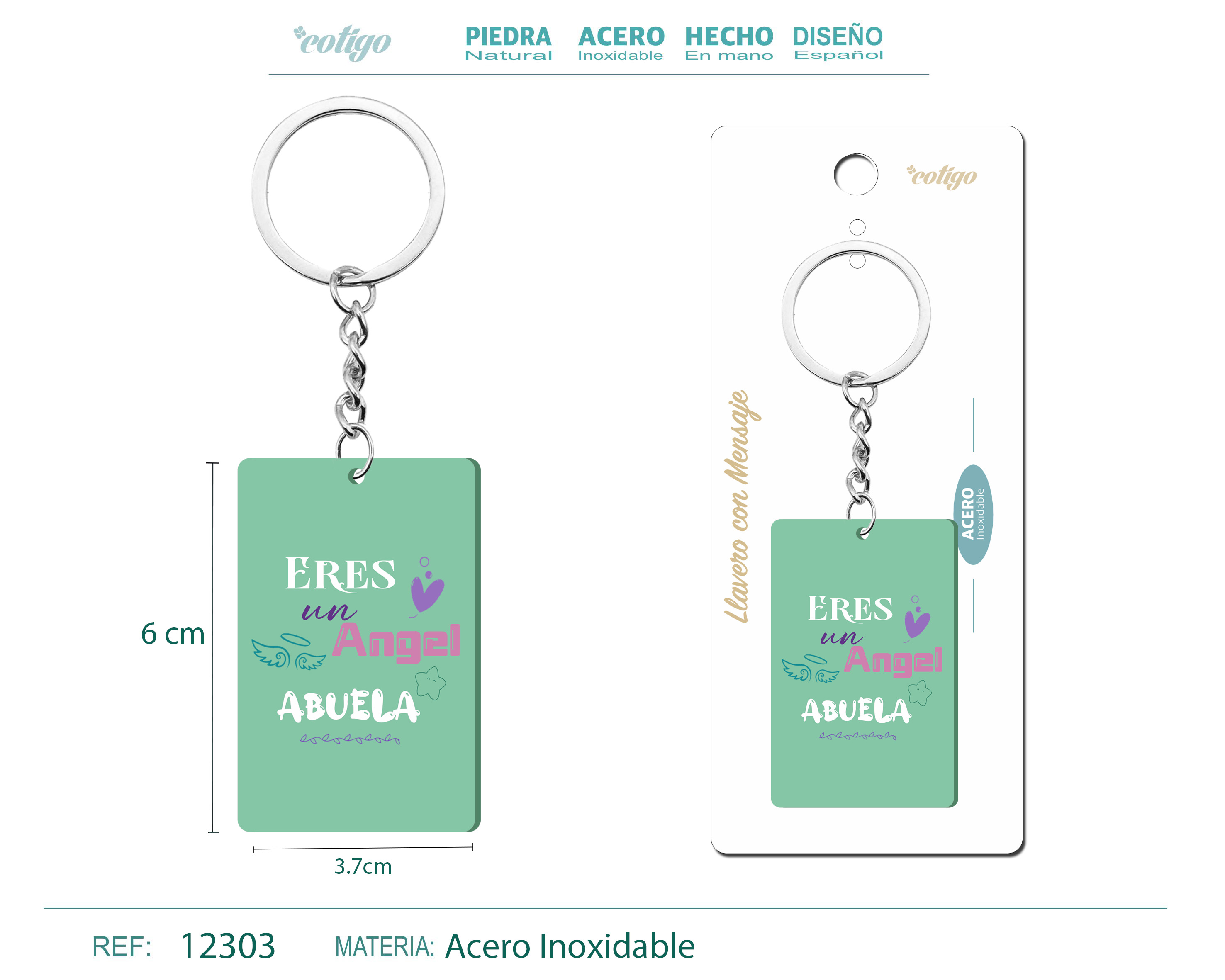 Llavero Mensaje colores Con Accesorio Acero