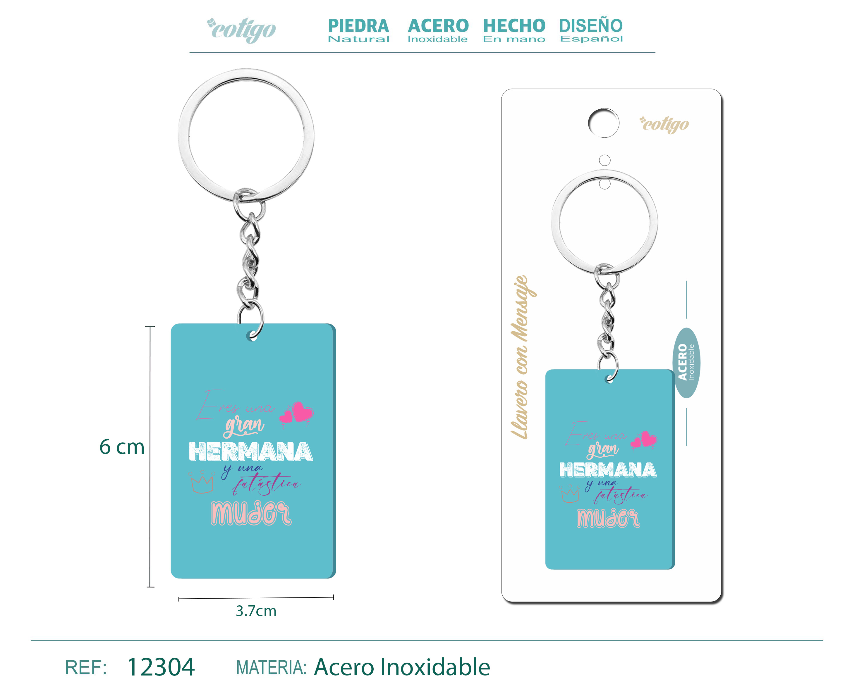 Llavero Mensaje colores Con Accesorio Acero