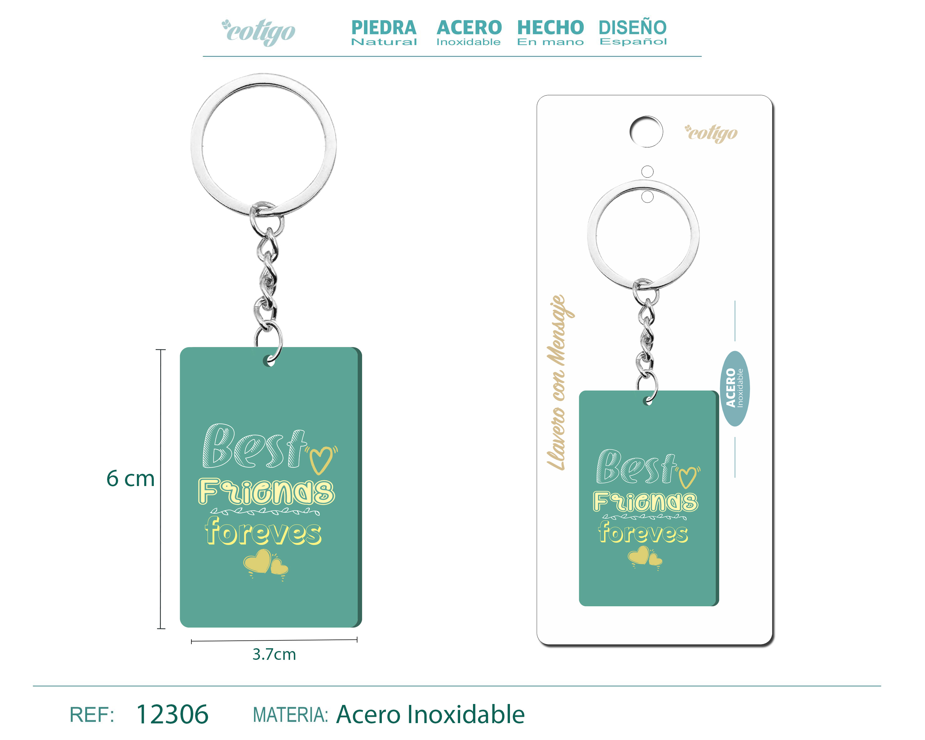 Llavero Mensaje colores Con Accesorio Acero