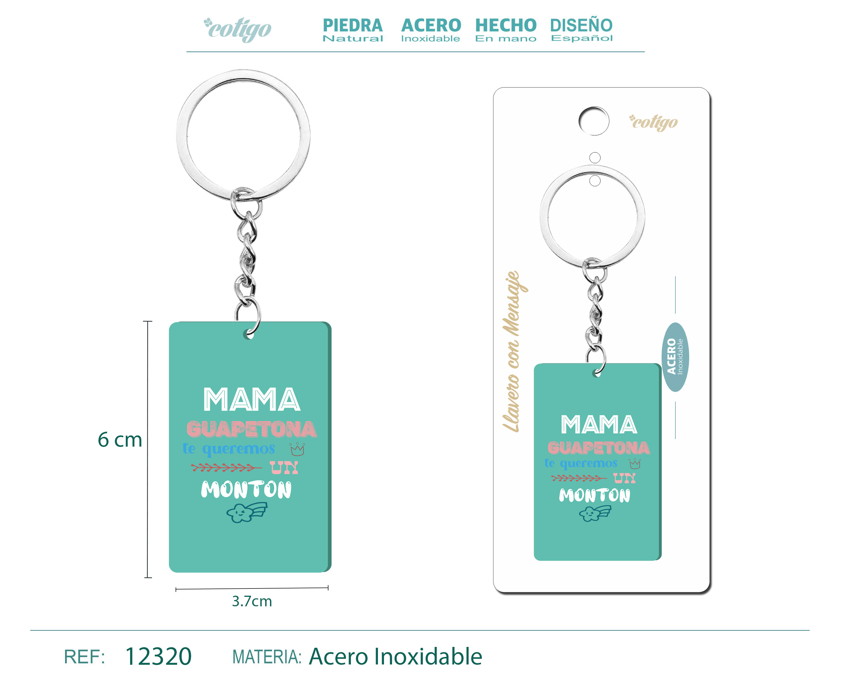 Llavero Mensaje colores Con Accesorio Acero