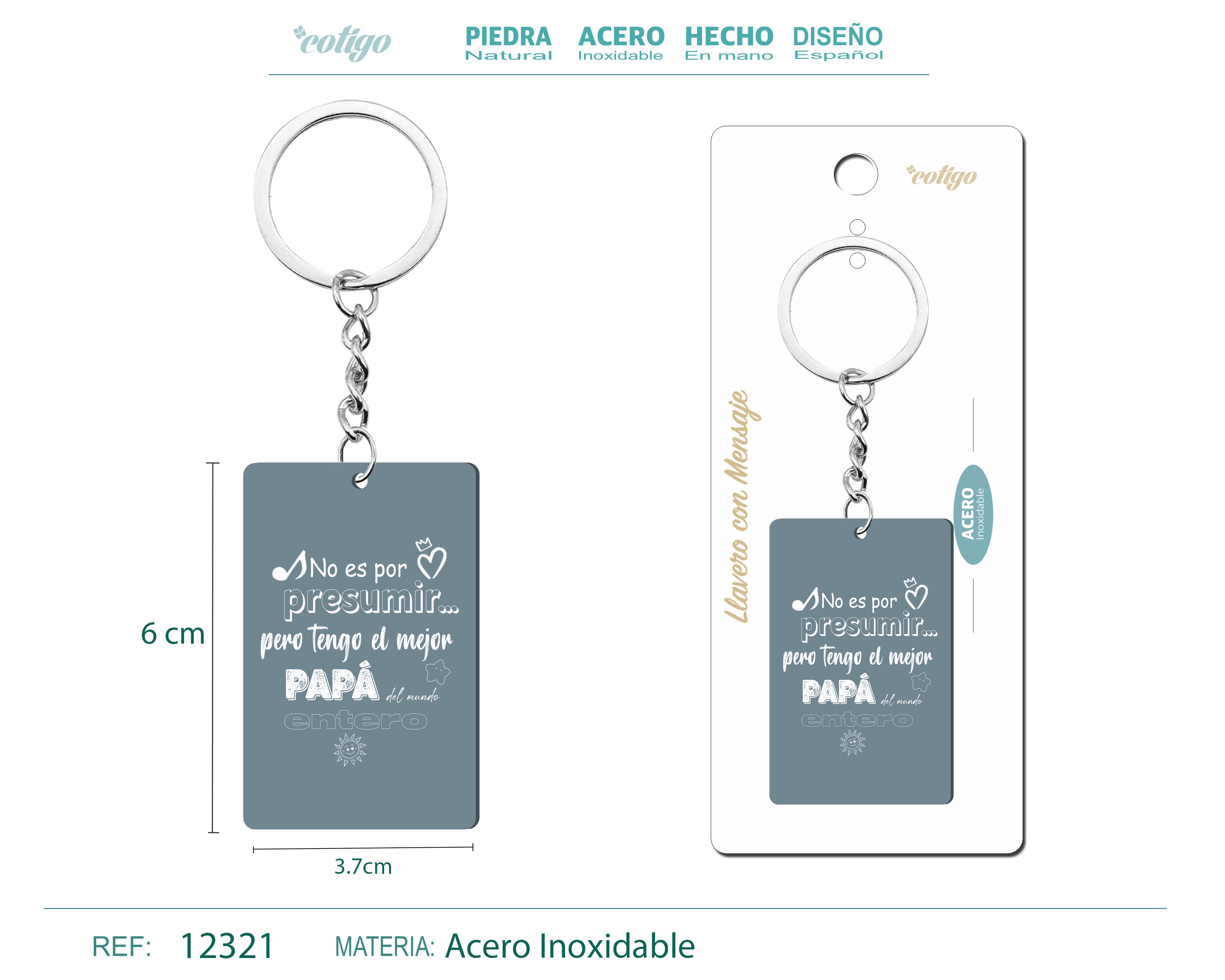 Llavero Mensaje colores Con Accesorio Acero