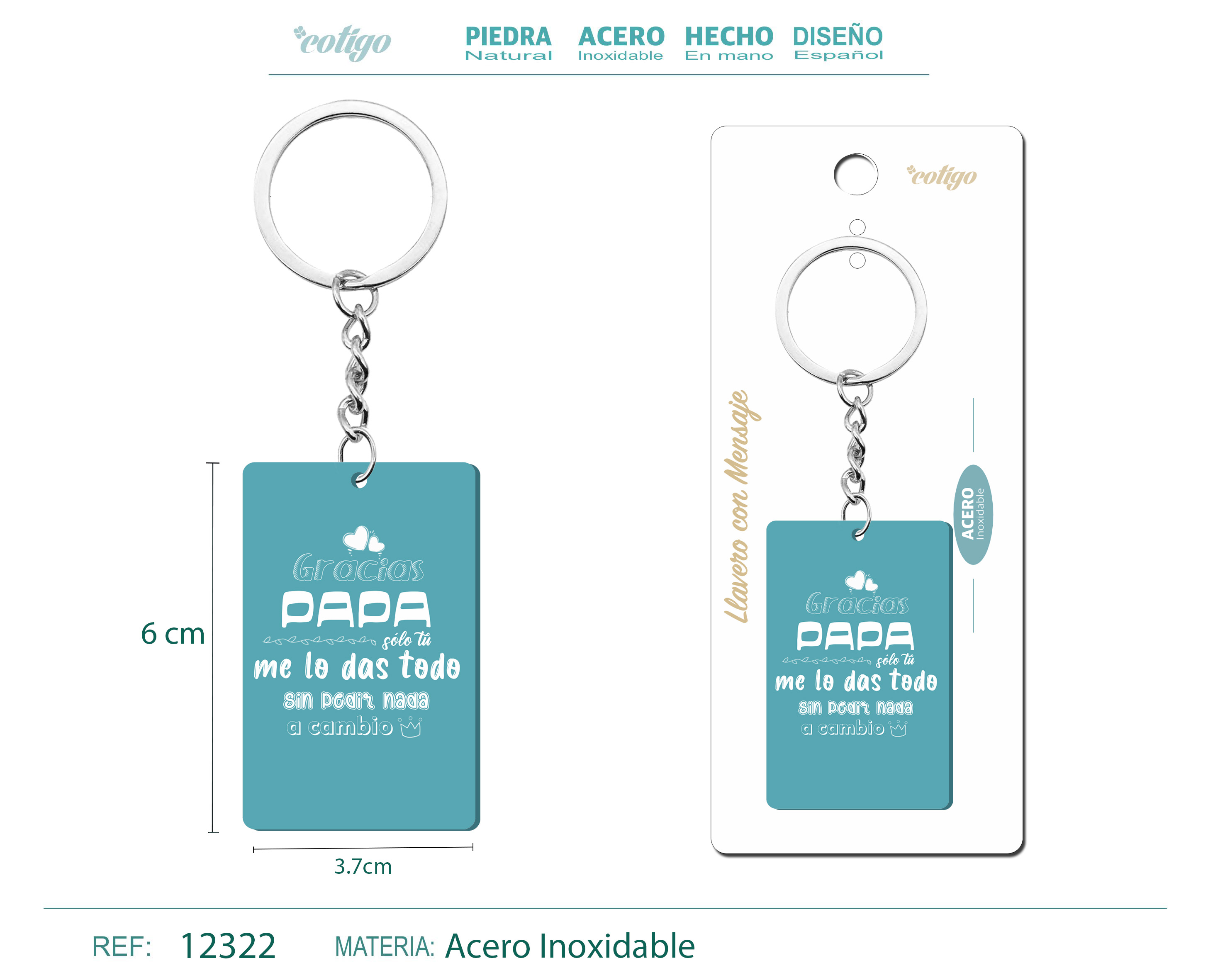 Llavero Mensaje colores Con Accesorio Acero