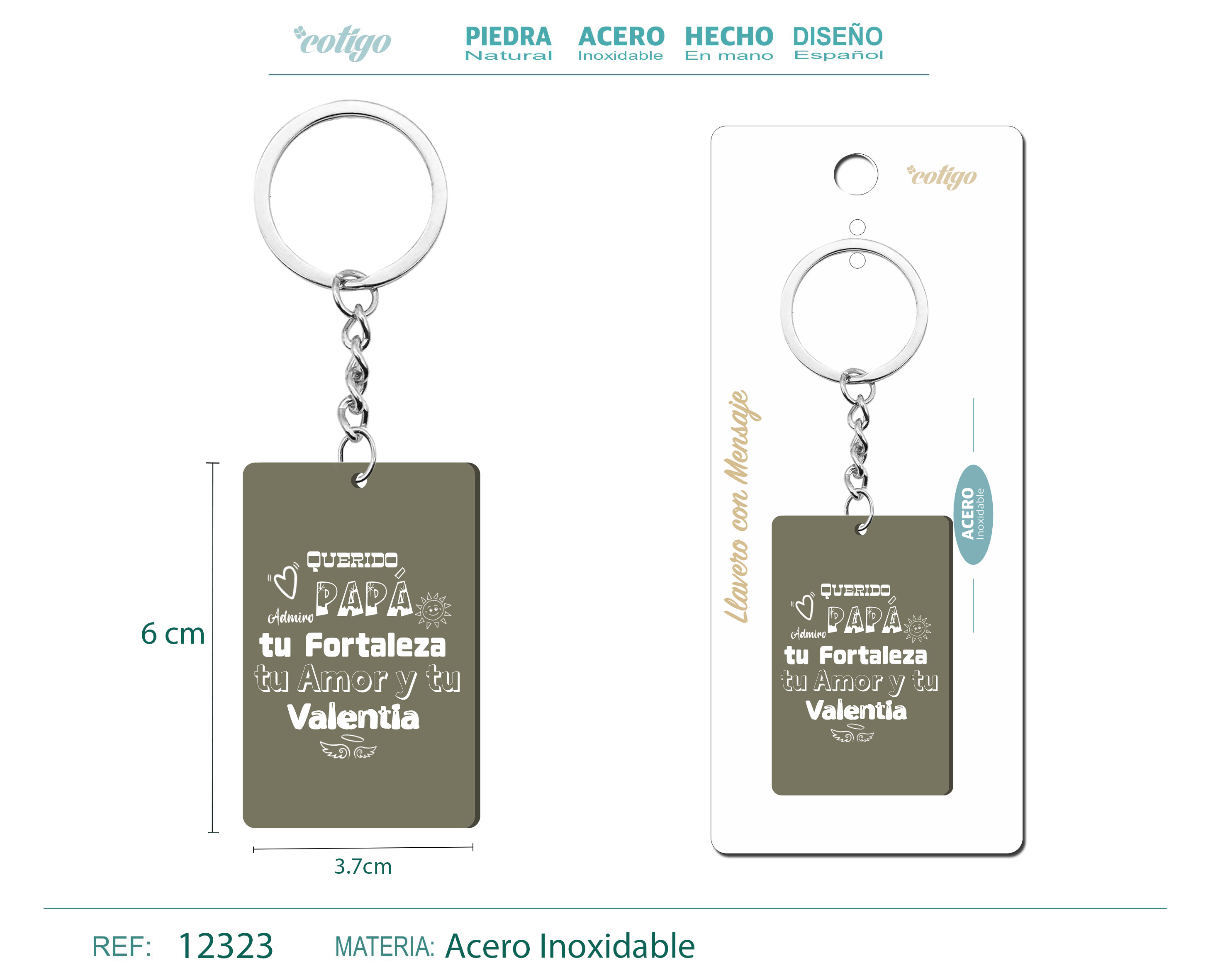Llavero Mensaje colores Con Accesorio Acero