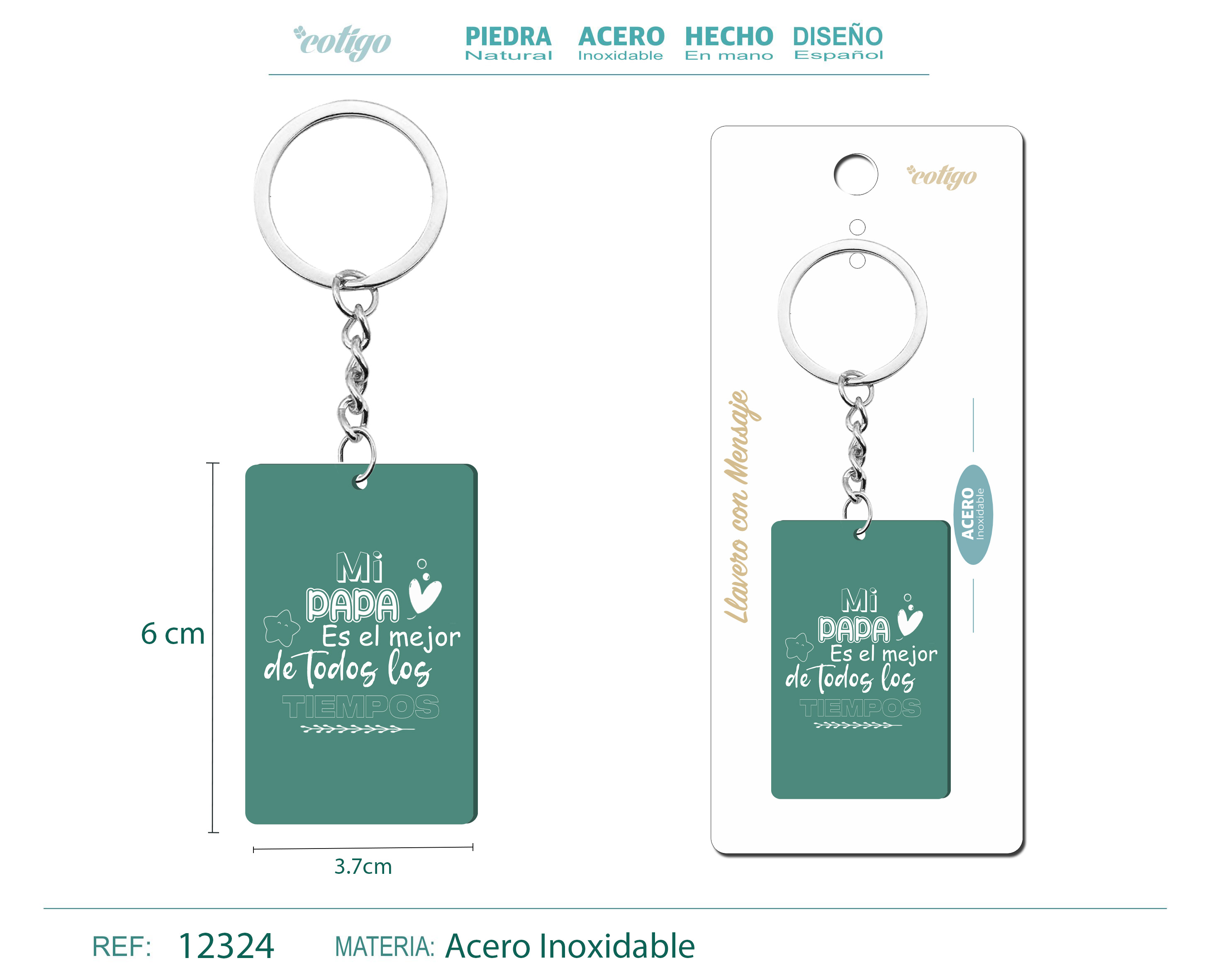 Llavero Mensaje colores Con Accesorio Acero
