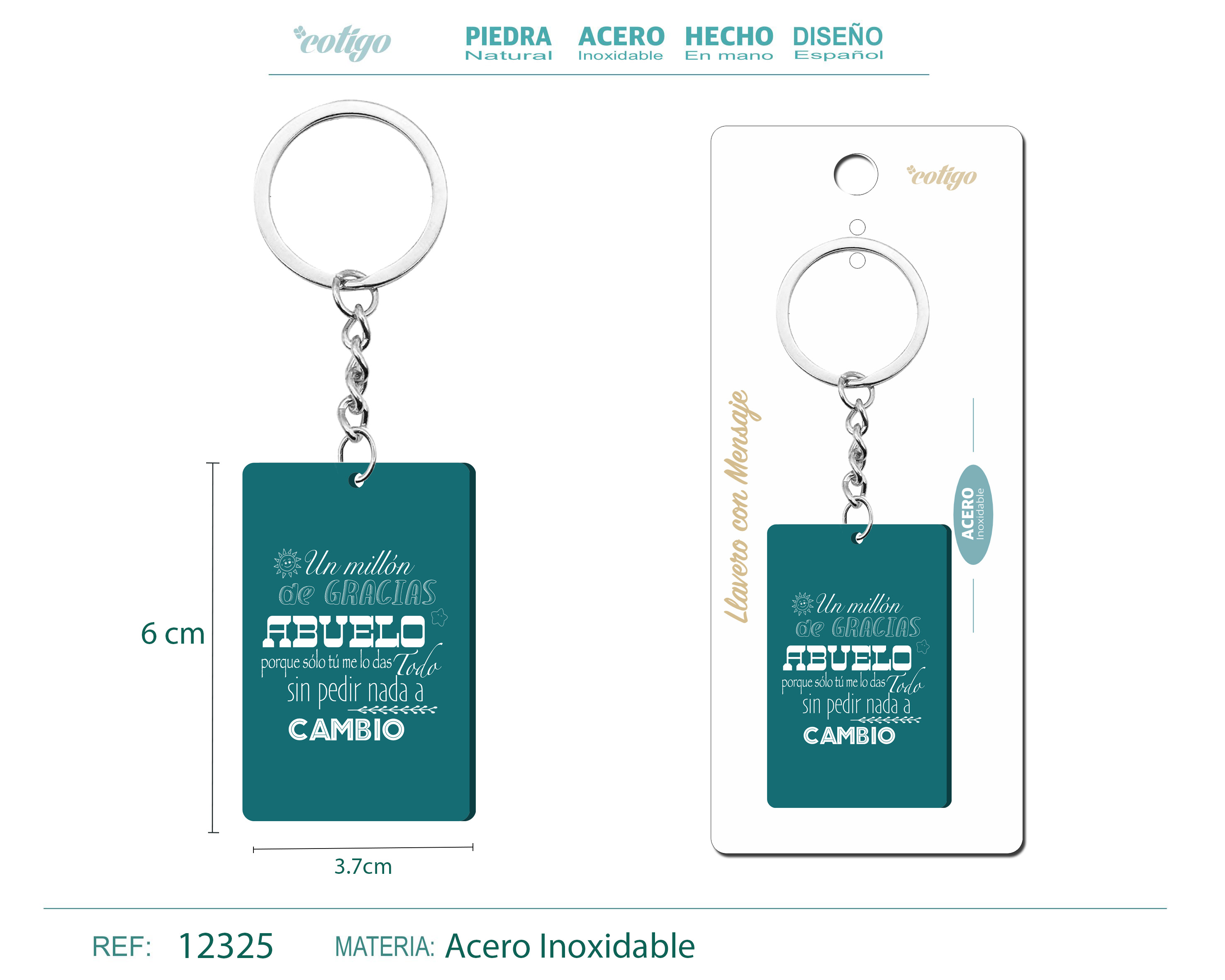 Llavero Mensaje colores Con Accesorio Acero