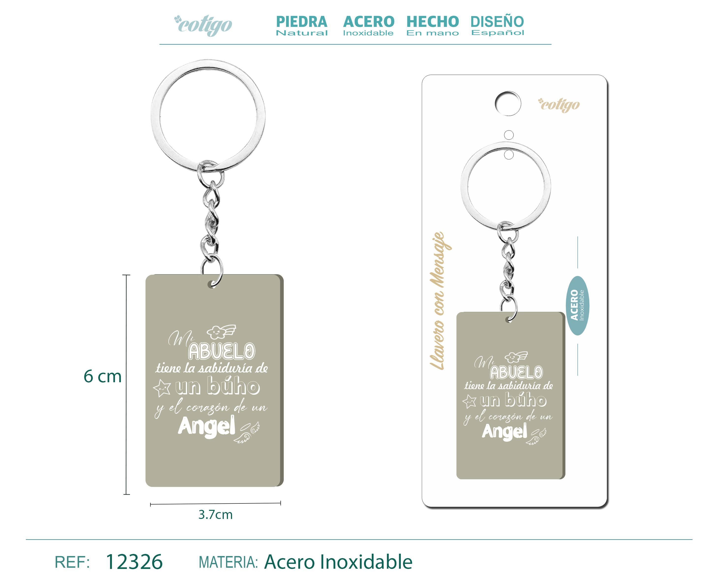 Llavero Mensaje colores Con Accesorio Acero
