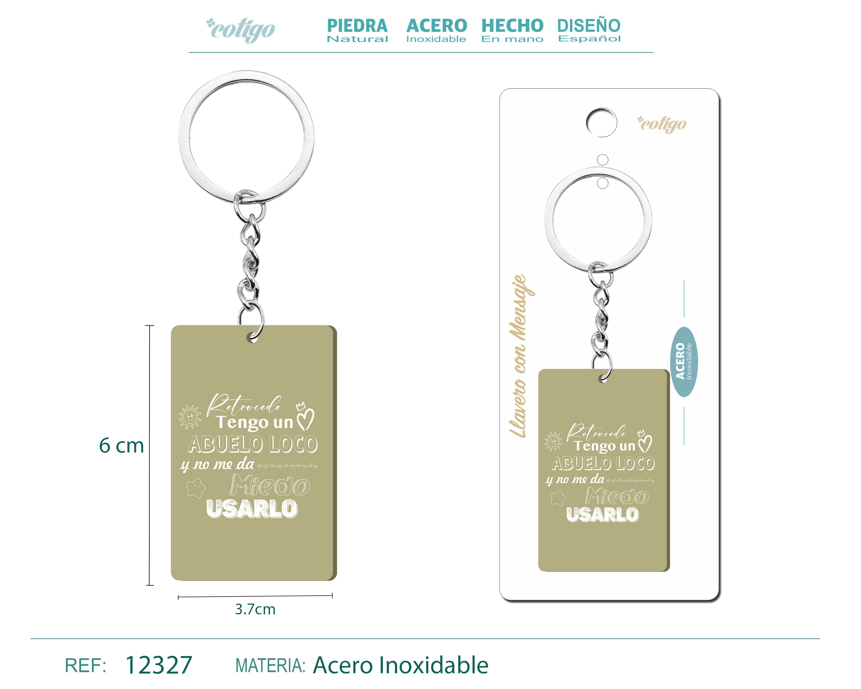 Llavero Mensaje colores Con Accesorio Acero