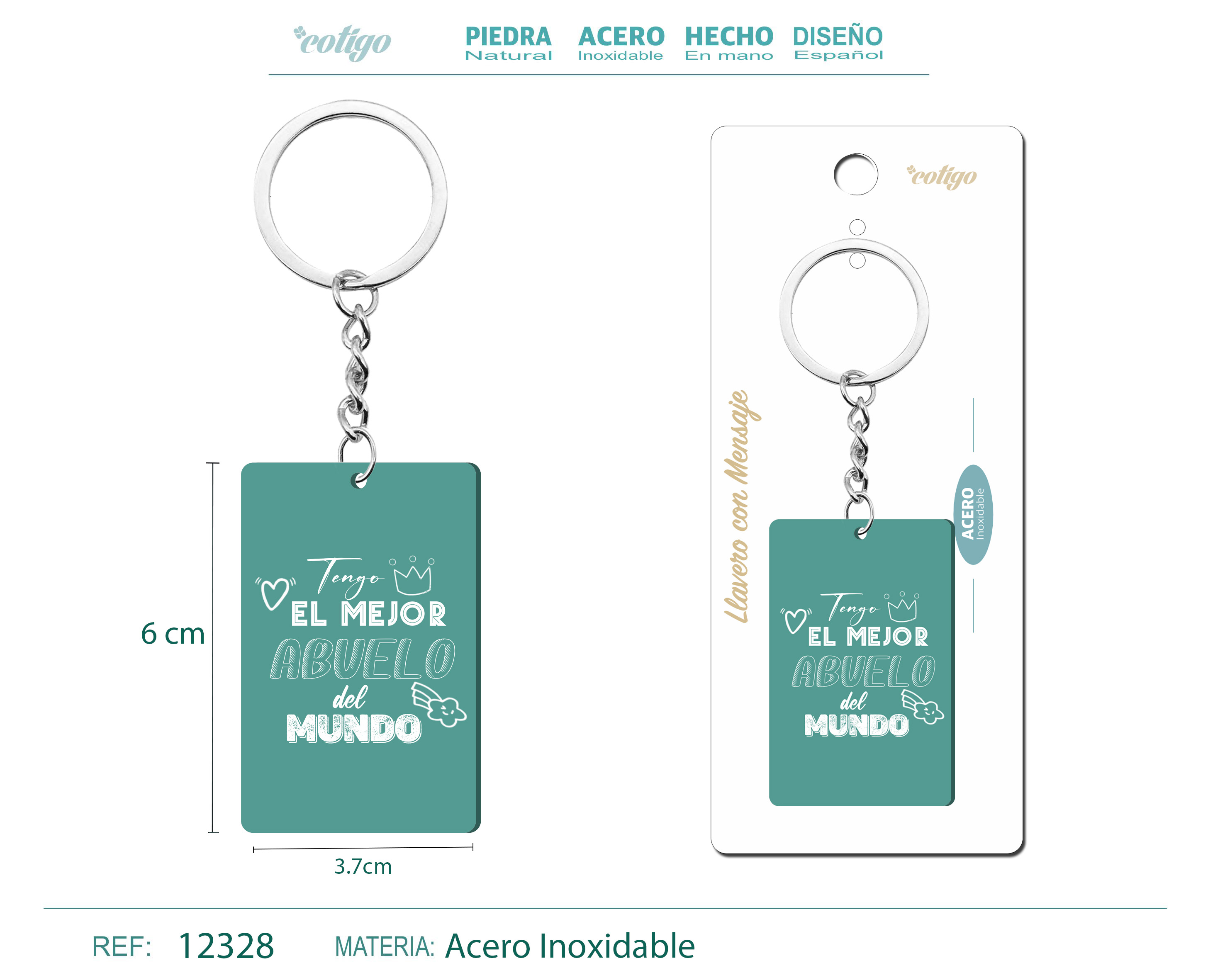 Llavero Mensaje colores Con Accesorio Acero