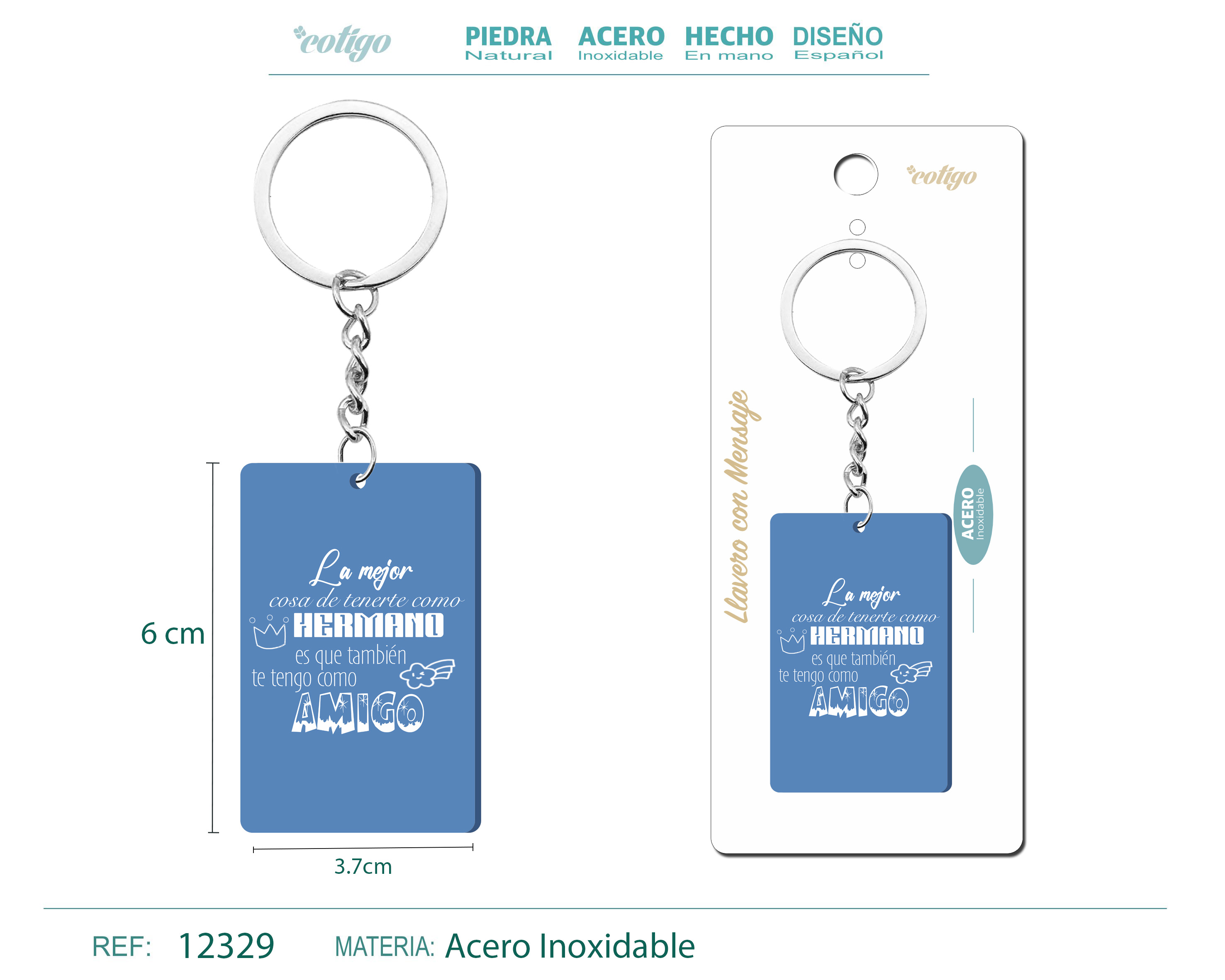 Llavero Mensaje colores Con Accesorio Acero