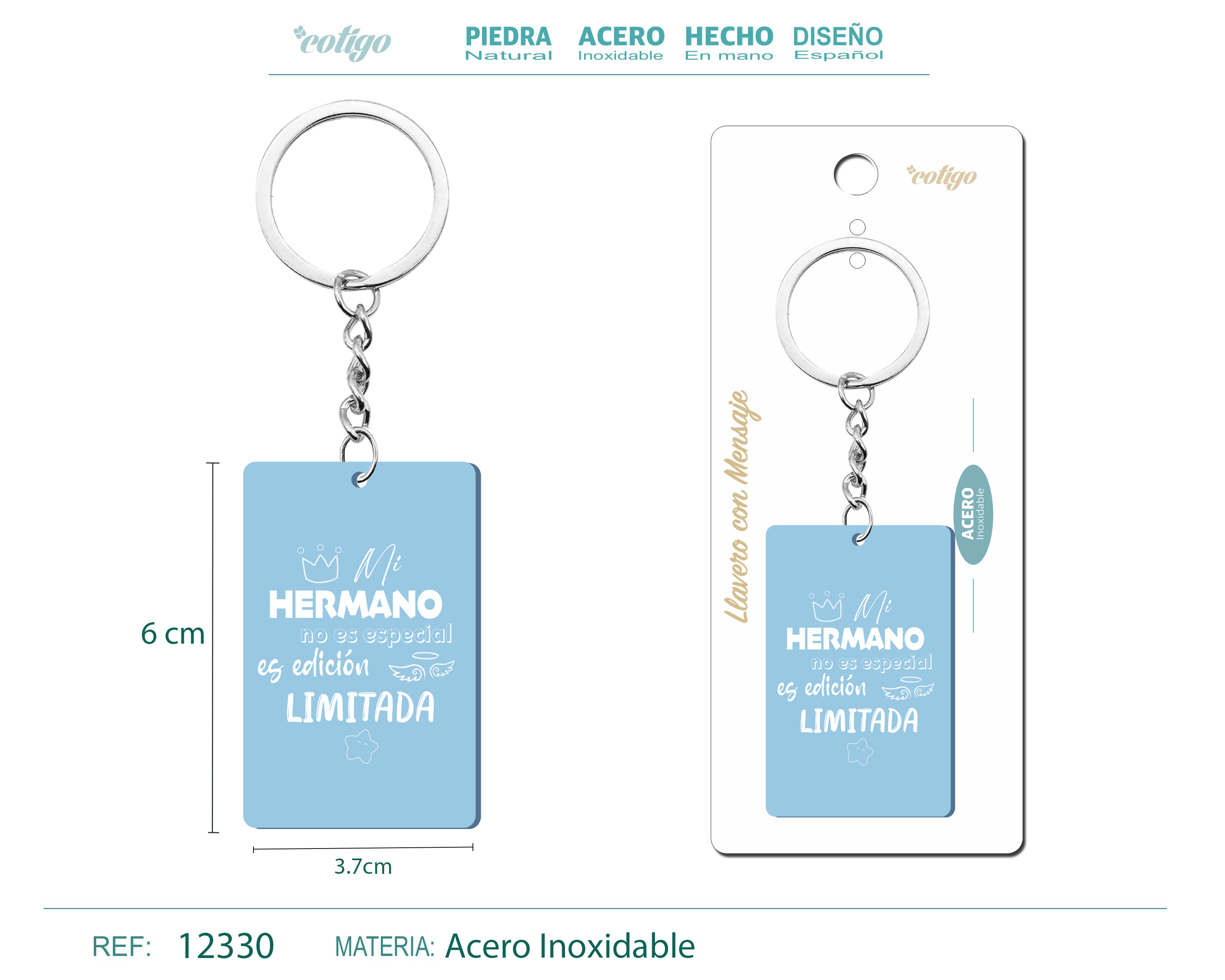 Llavero Mensaje colores Con Accesorio Acero