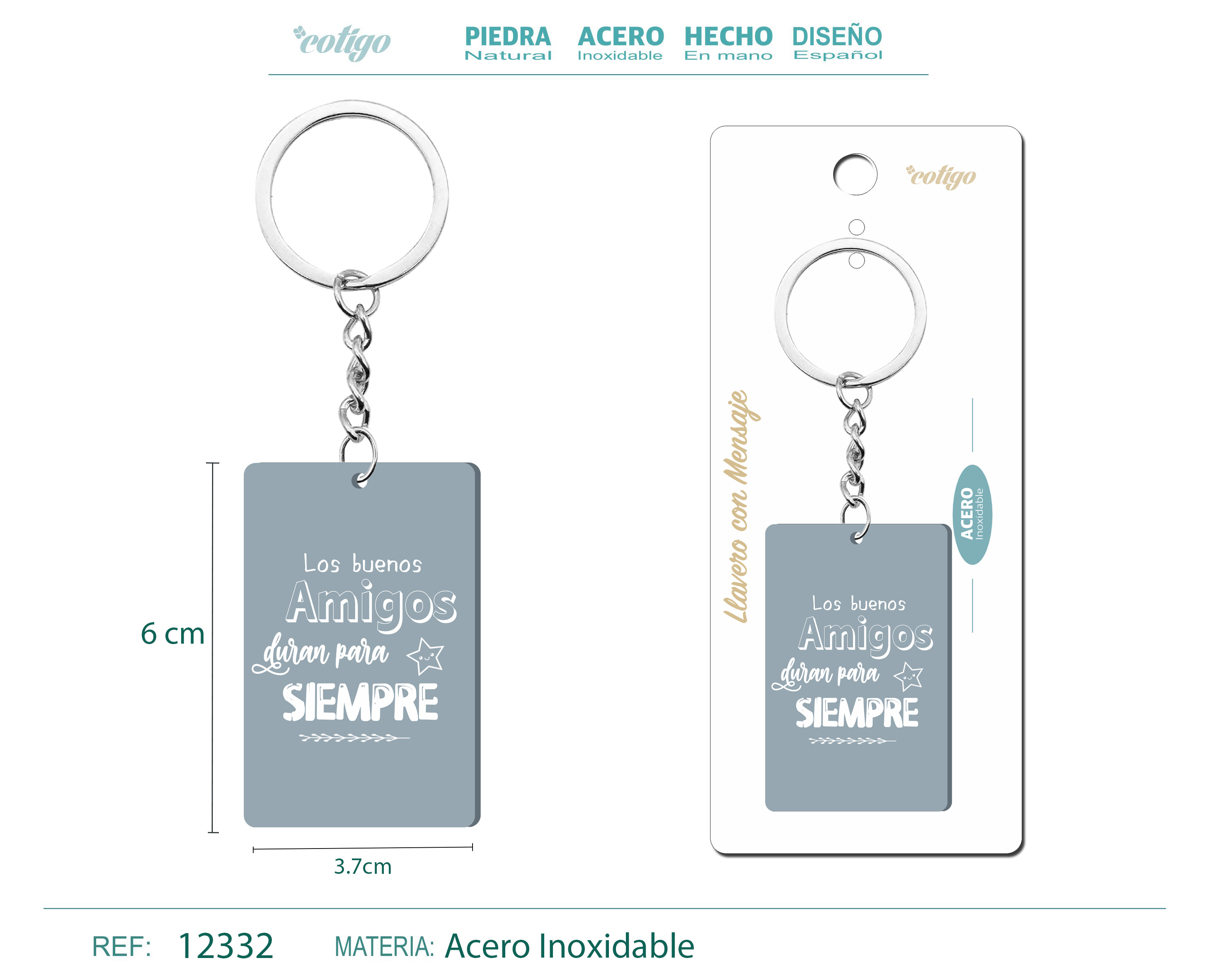 Llavero Mensaje colores Con Accesorio Acero