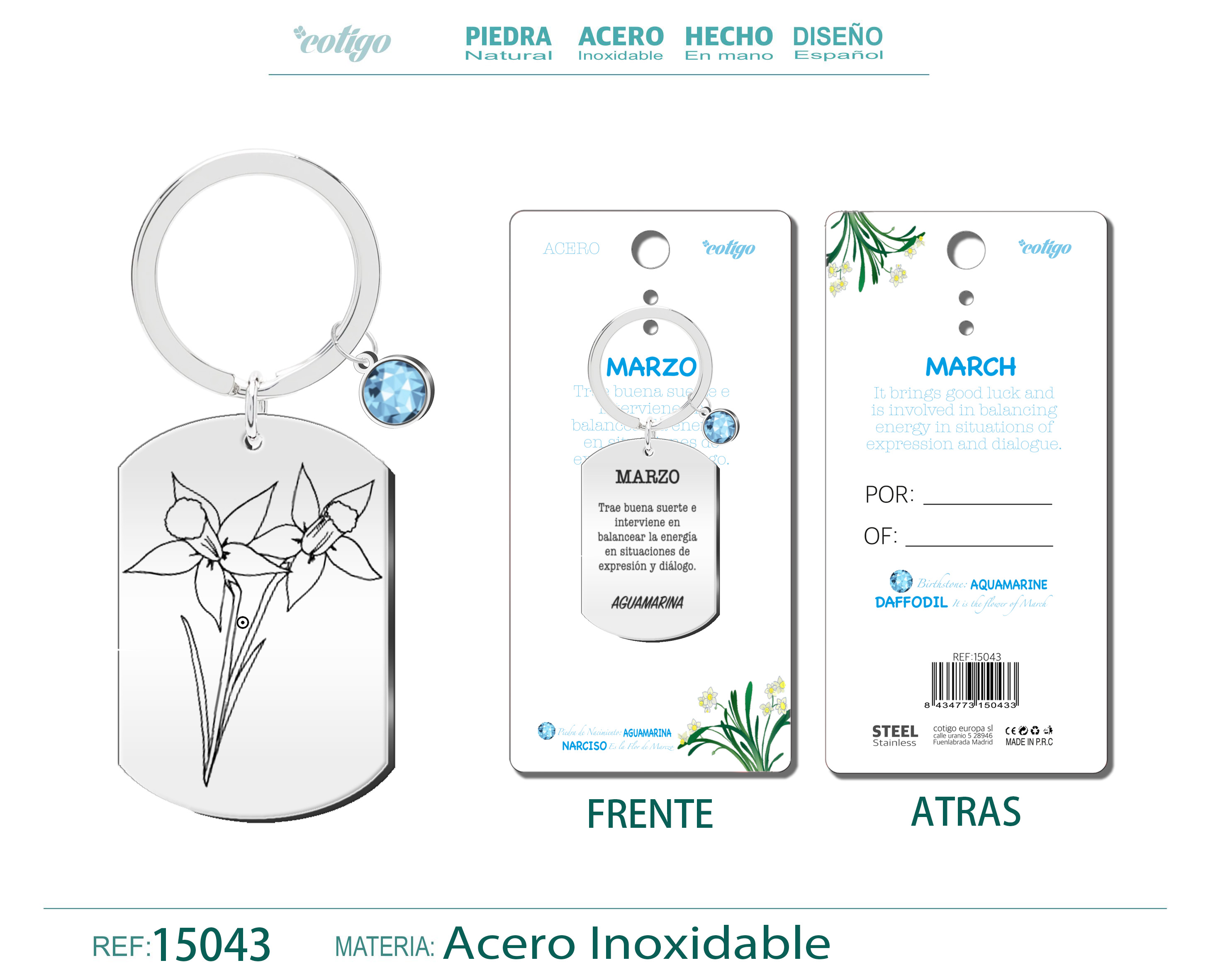 Llavero Acero para Nacimiento de Marzo