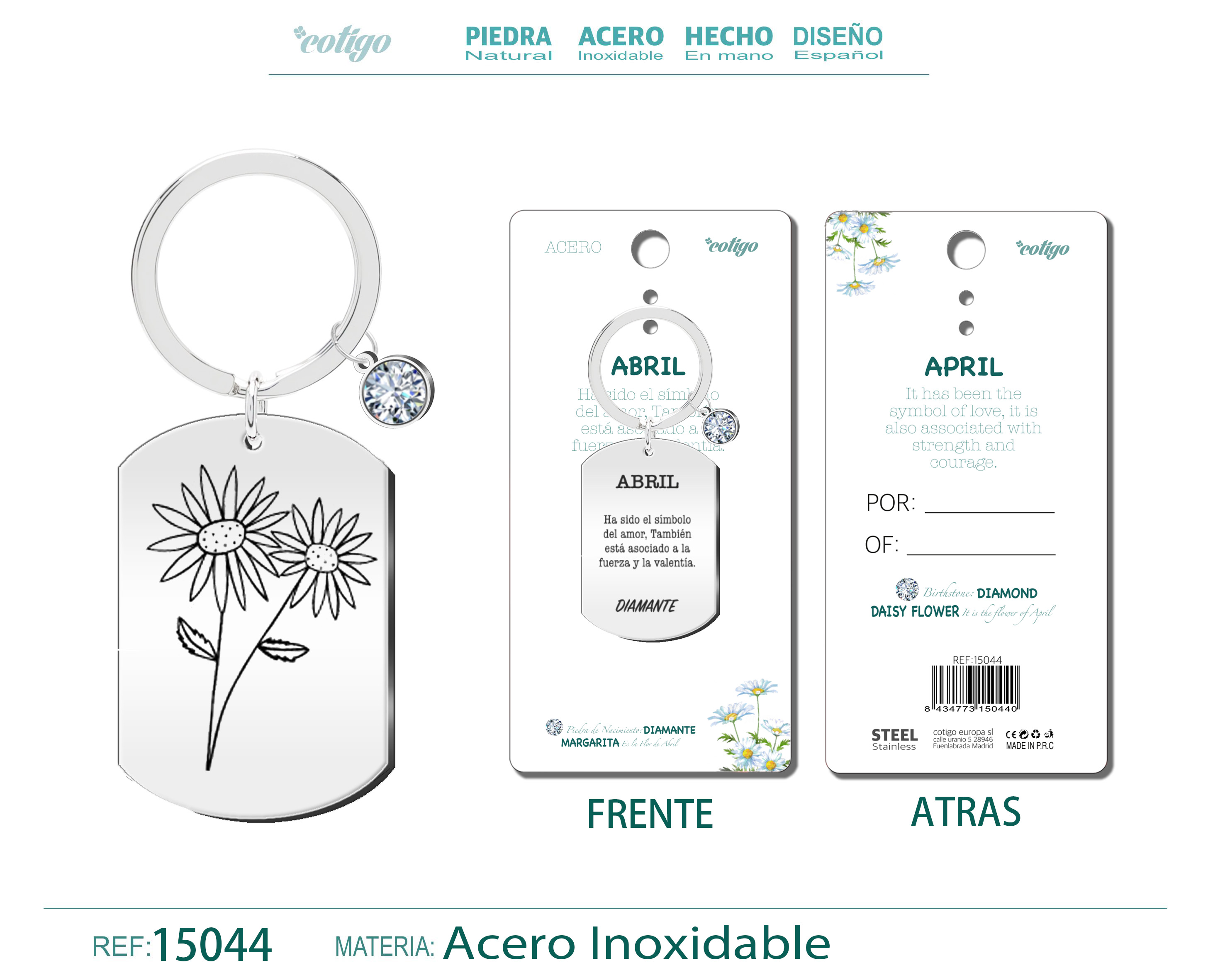 Llavero Acero para Nacimiento de Abril