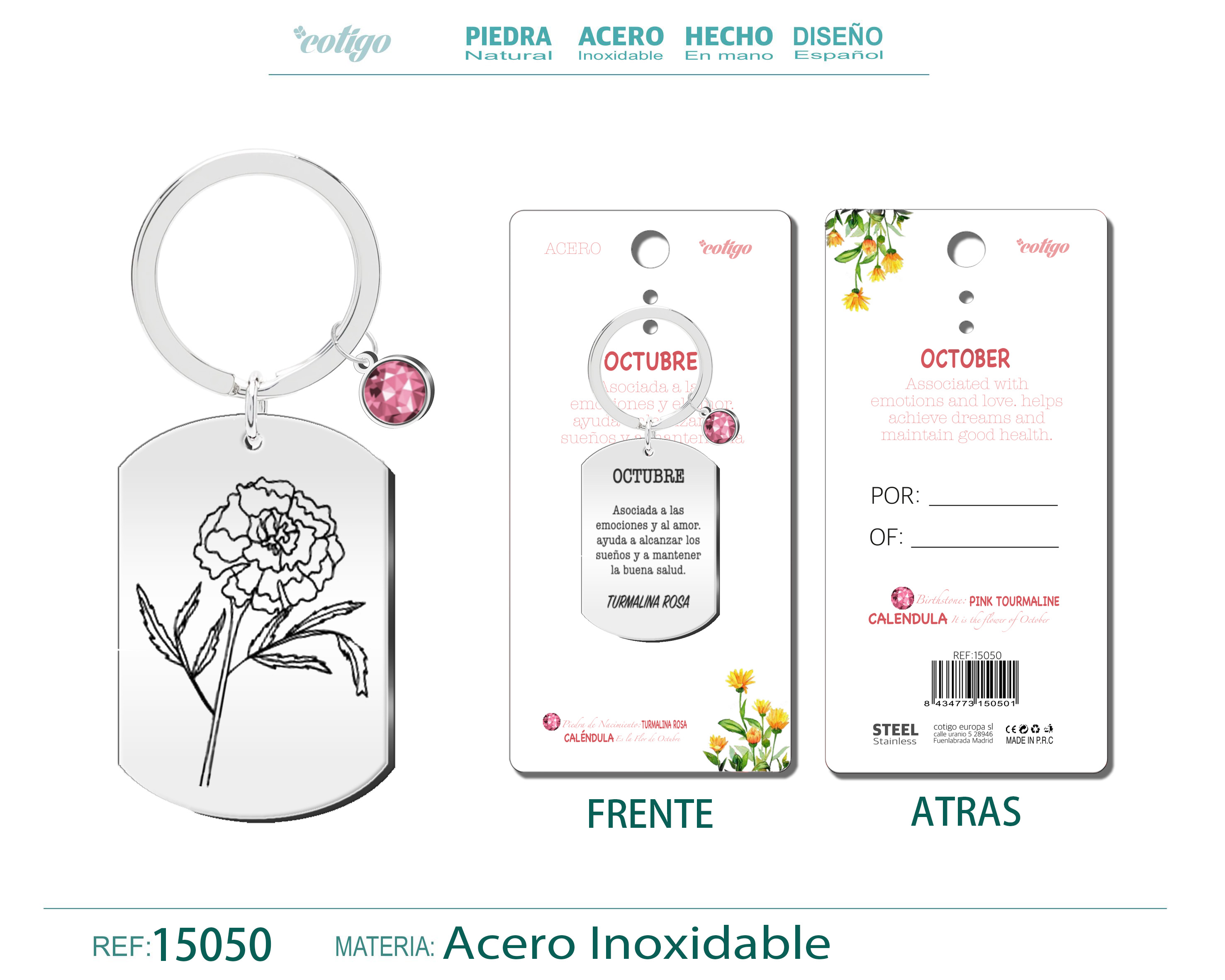 Llavero Acero para Nacimiento de Octubre