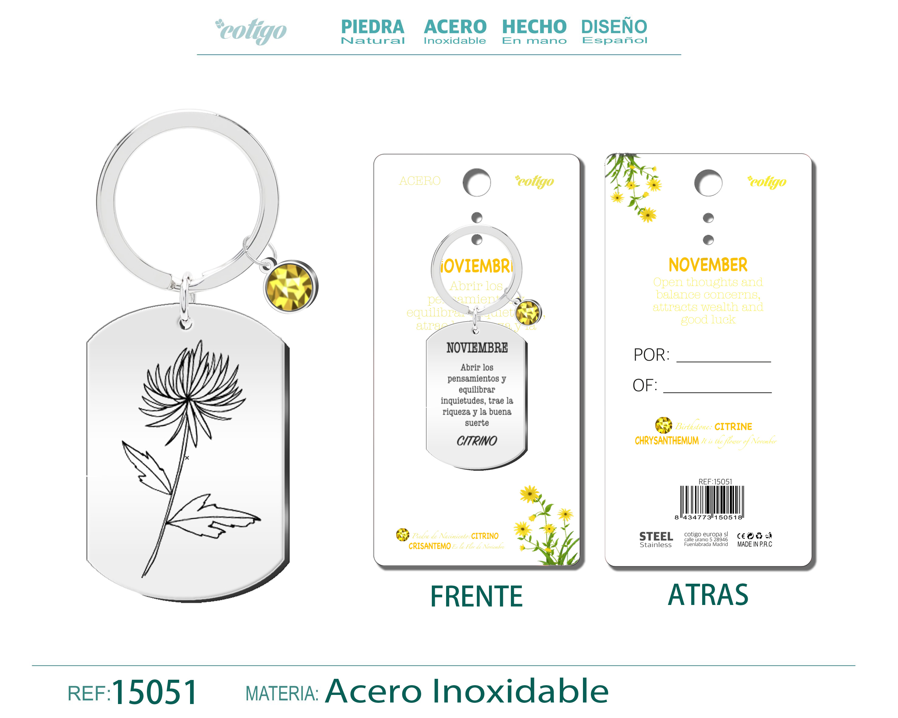 Llavero Acero para Nacimiento de Noviembre