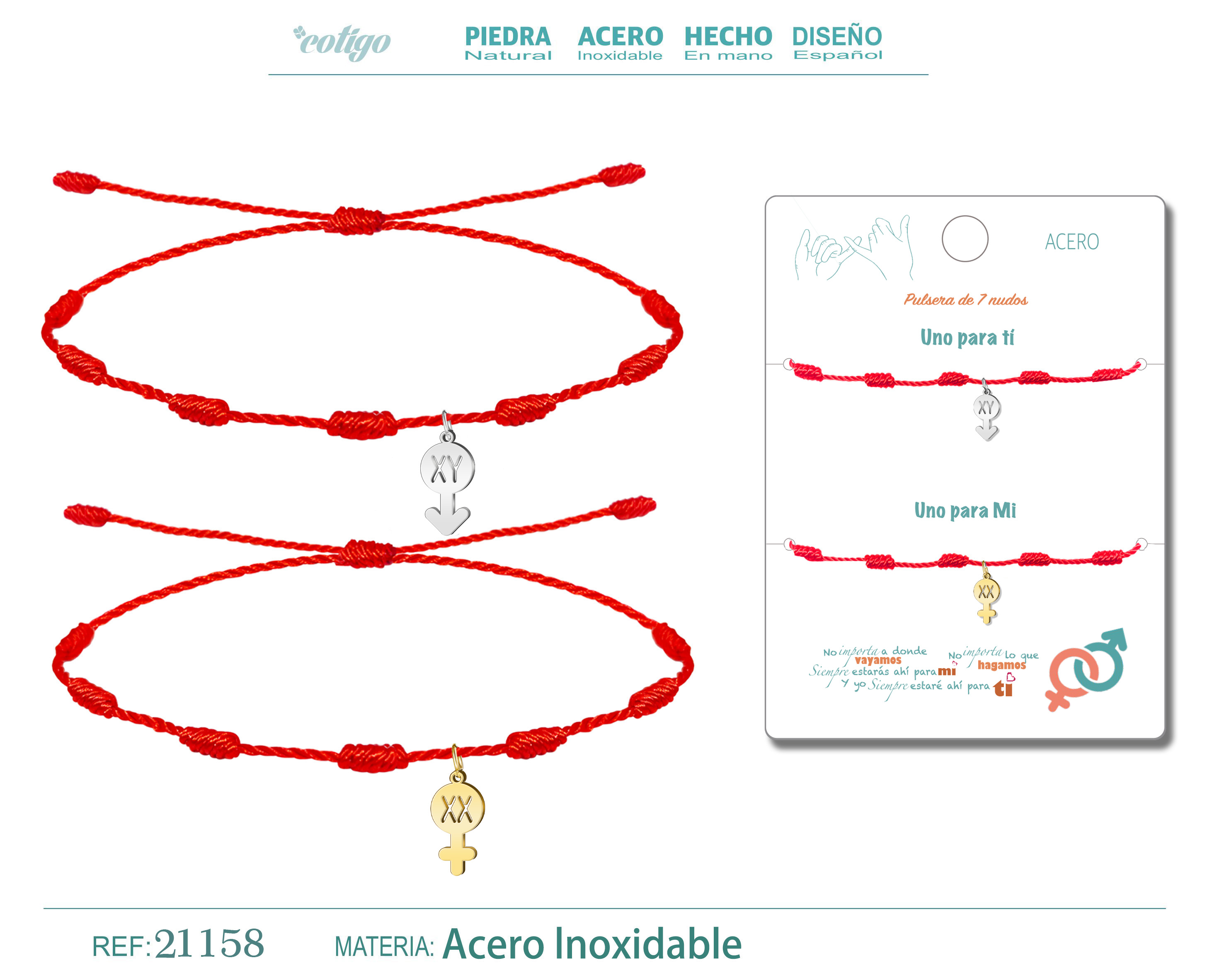 2 Pulsera 7 Nudos con Cromosoma Acero